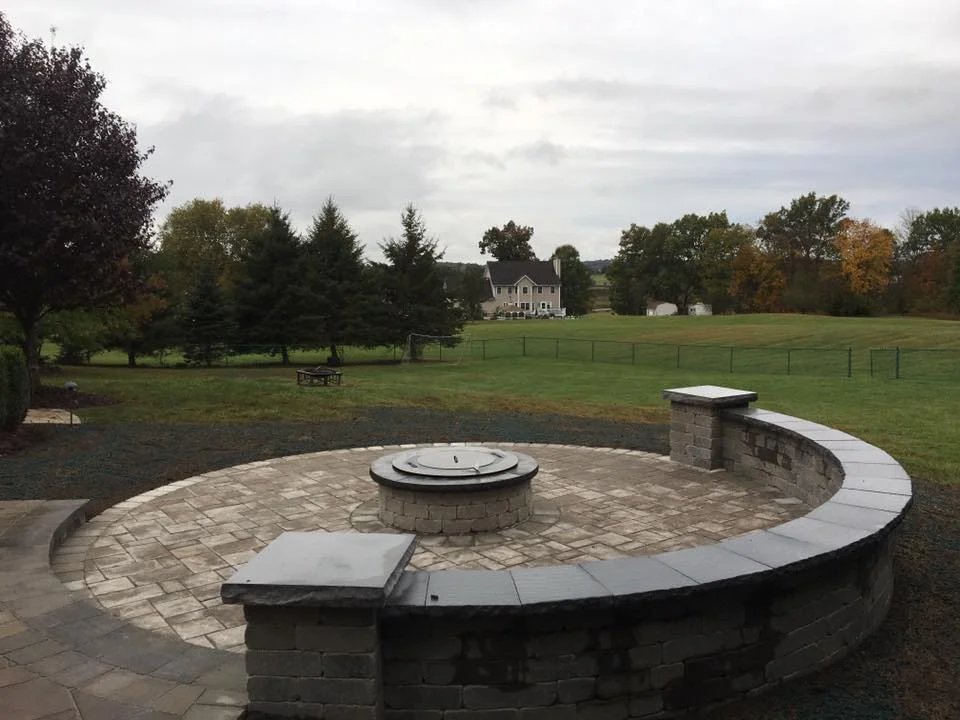 Retaining wall and fire pit in Bethel, New York