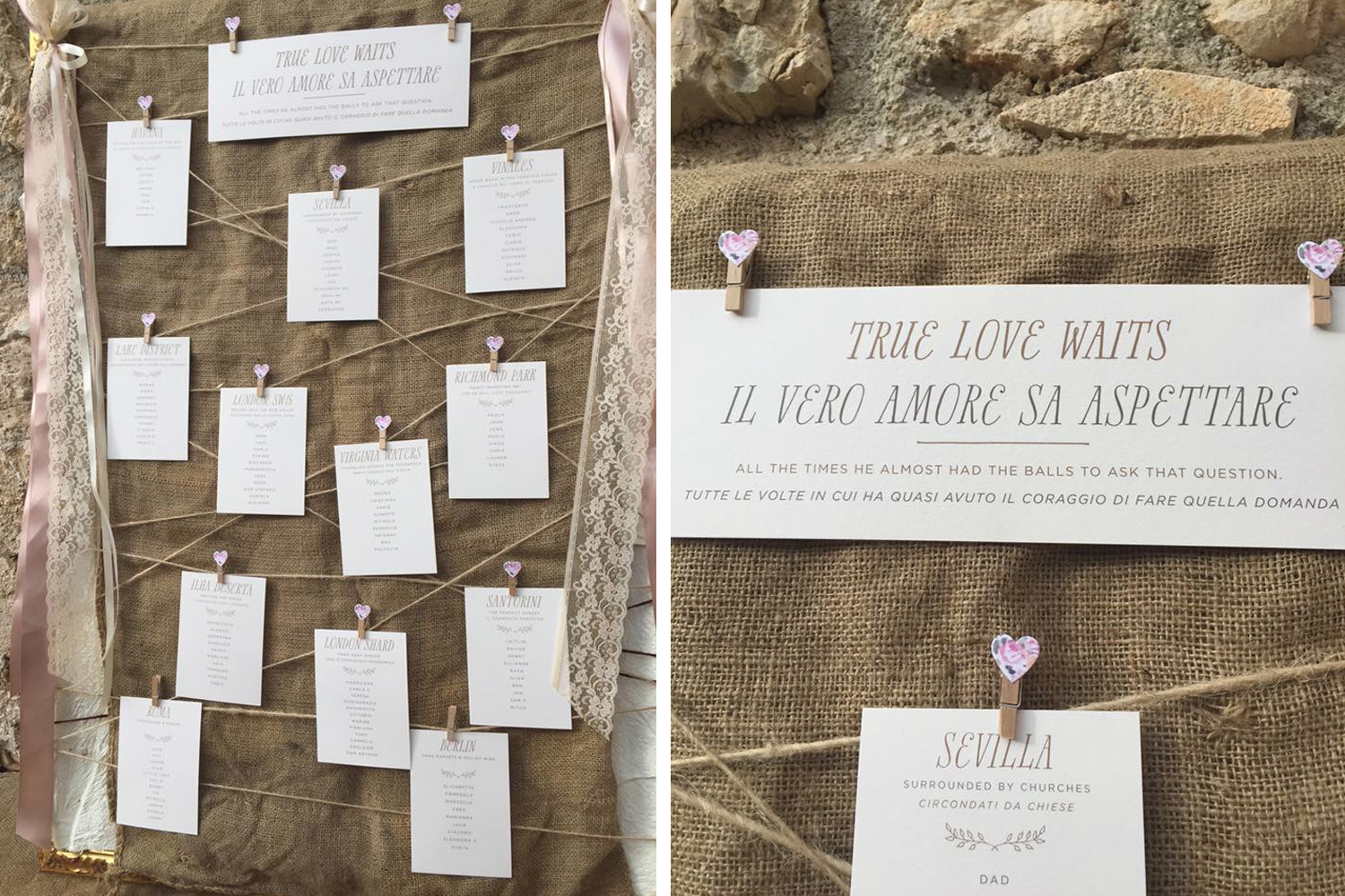 rustic tableplan cards - digitally printed