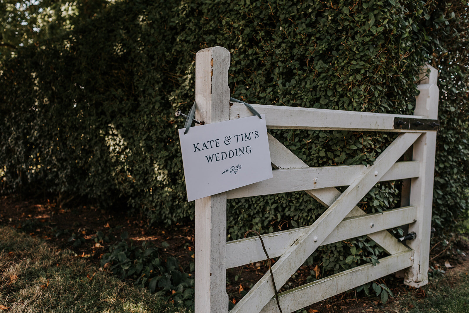 Kate &amp; Tim's wedding - Weatherproof gate sign