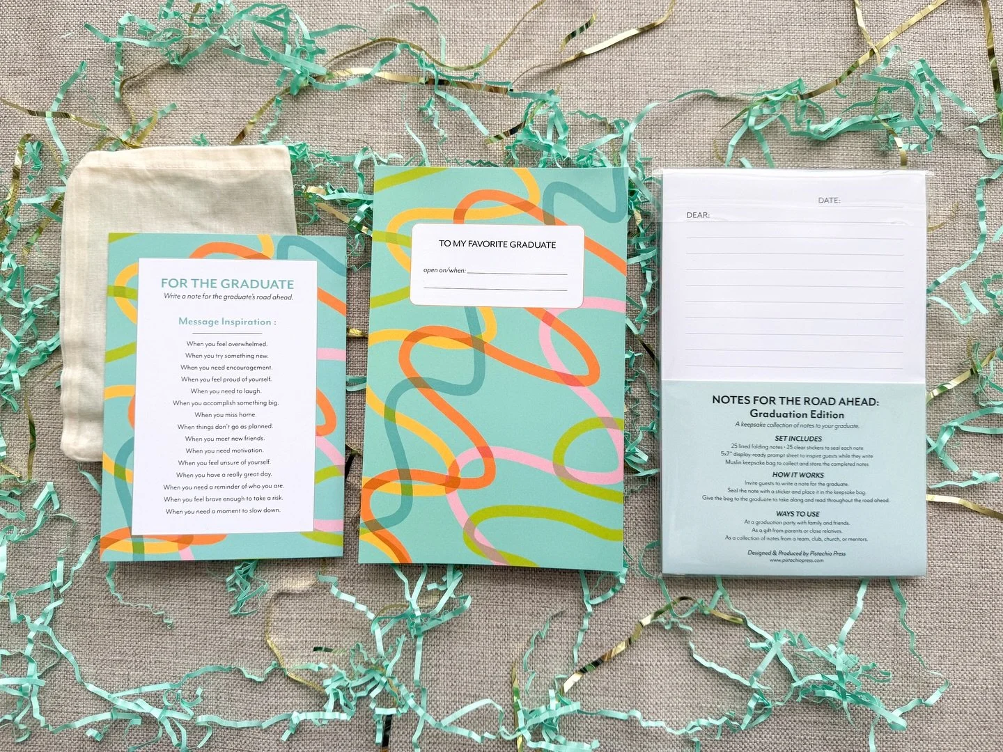 I&rsquo;m so excited to show you a new project I&rsquo;ve been working on for the past six months! Notes for the Road Ahead is a keepsake collection of notes to your graduate.

The set includes 25 lined folding notes, stickers to seal each note, a pr