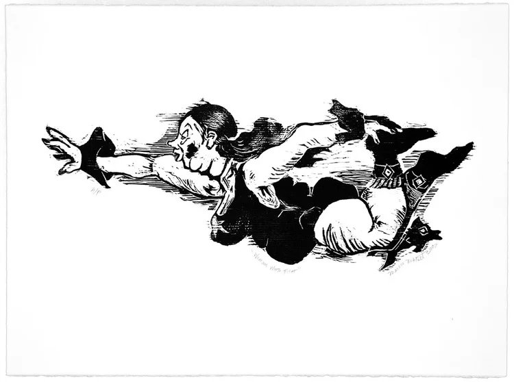 Woman with Fish - Woodblock printed on Arches White Paper , 20x30", 1997