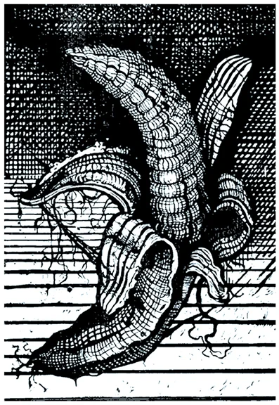 Banana - 1997 - Woodcut printed by hand on Mulberry Paper, sheet size: 38.5 x 26 inches