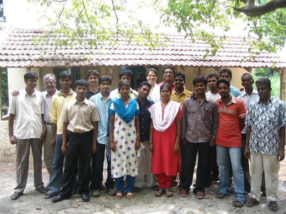 Fulbright to India - 2007 - Printmaking Students at the University of Madras, Government College of Fine Arts - Chennai, and Fulbrighter Marcia Neblett pose for a class photo