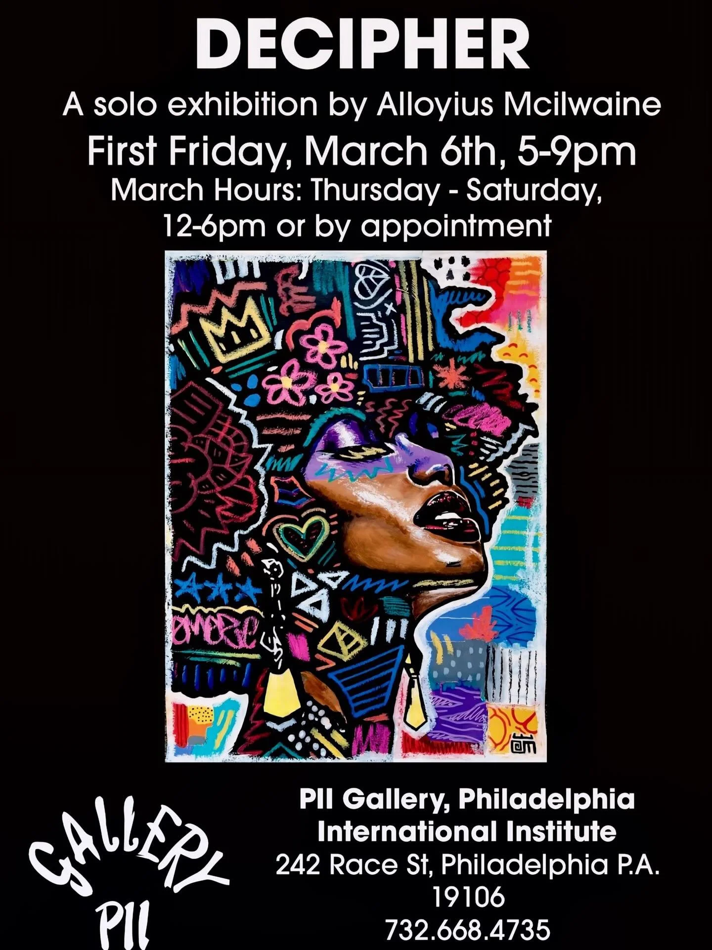 #alloyiusmcilwaineart - We&rsquo;re exactly one month out from the opening of my first solo art showcase in years! &ldquo;DECIPHER&rdquo; by Alloyius Mcilwaine is coming to @piigallery (242 Race St., Philadelphia, PA) on (First) Friday, March 6th 202