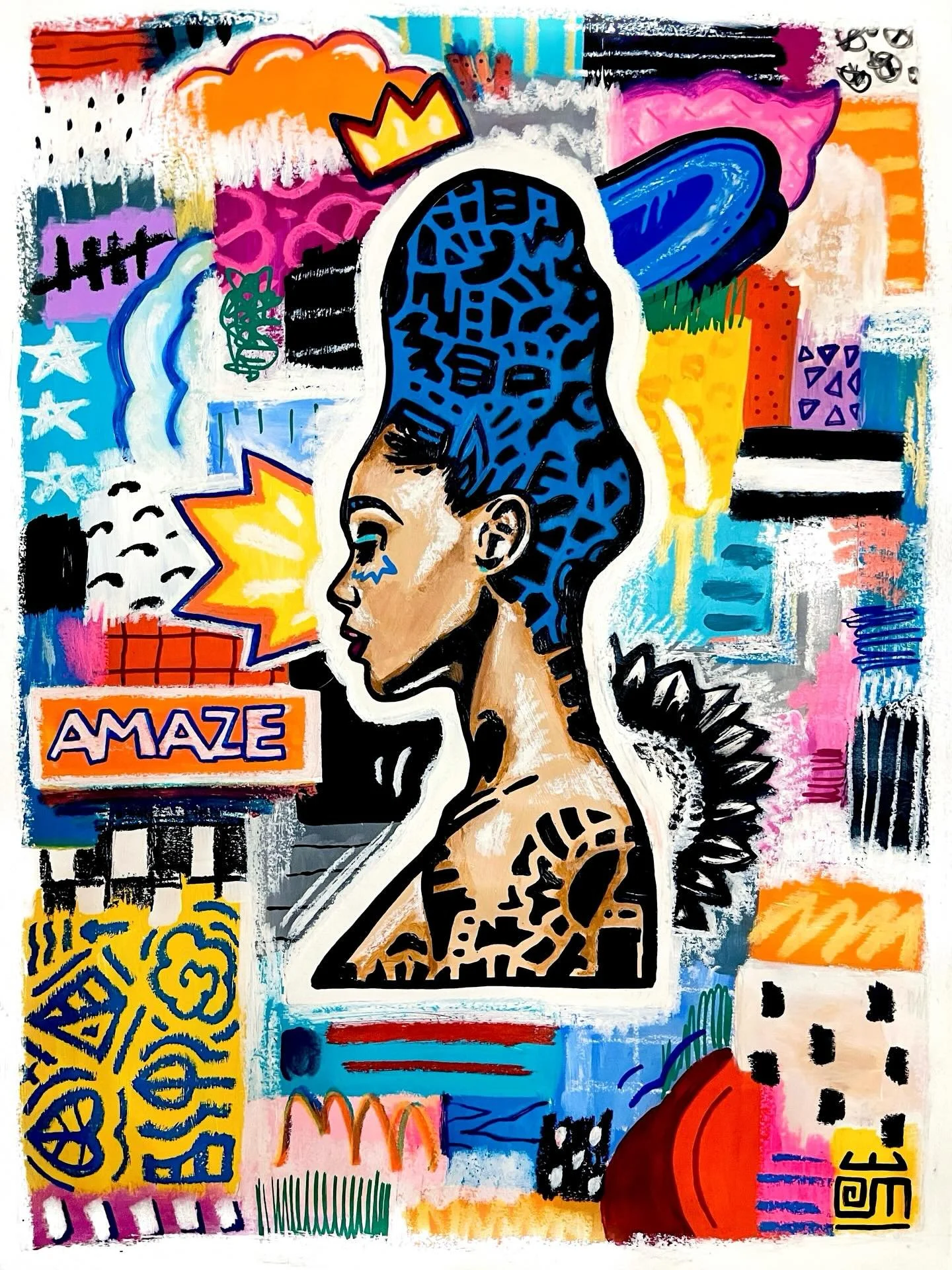 #alloyiusmcilwaineart 🎨 - Here&rsquo;s another favorite from my solo show &ldquo;DECIPHER&rdquo; at @piigallery! &ldquo;Elevated&rdquo; by Alloyius Mcilwaine.  Acrylic and Solidified Paint Marker on 18x24 paper.  For pricing and more details, please