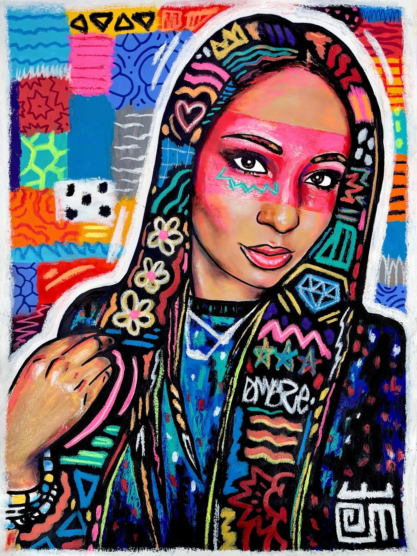 #alloyiusmcilwaineart - Here&rsquo;s a muse piece of my beautiful friend @smoothjasz that I did for my solo show, &ldquo;DECIPHER&rdquo; at @piigallery!  18x24 Mixed Media on Paper.  For pricing and inquiries please contact PII GALLERY!  Also, if you