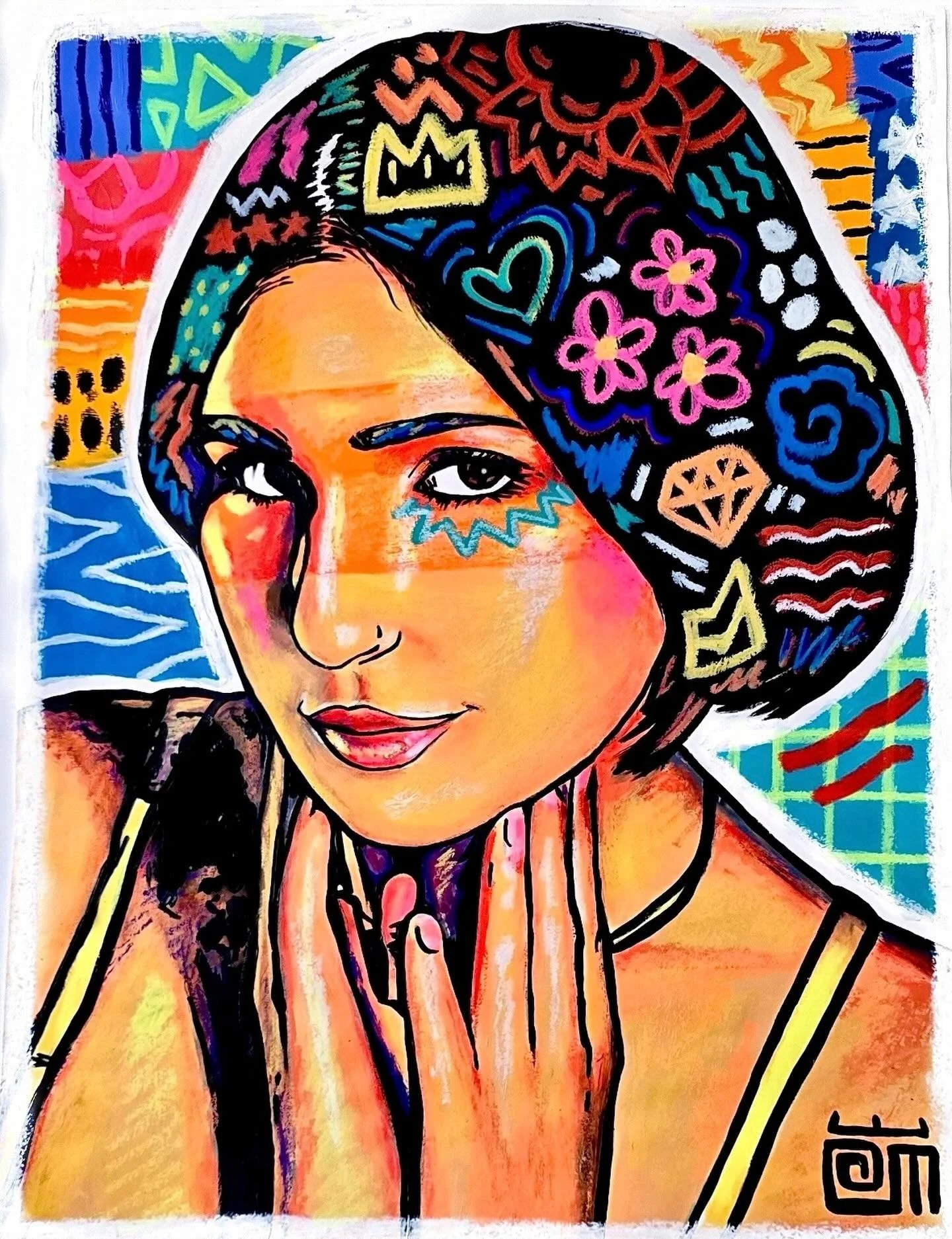 #alloyiusmcilwaineart - Here&rsquo;s a muse piece of my beautiful friend @shortforalessandra that I did for my most recent solo show, &ldquo;DECIPHER&rdquo;! 18x24 Mixed Media on Paper 😎🙏🙌! #worksonpaper #artwork #artistsofinstagram #portrait