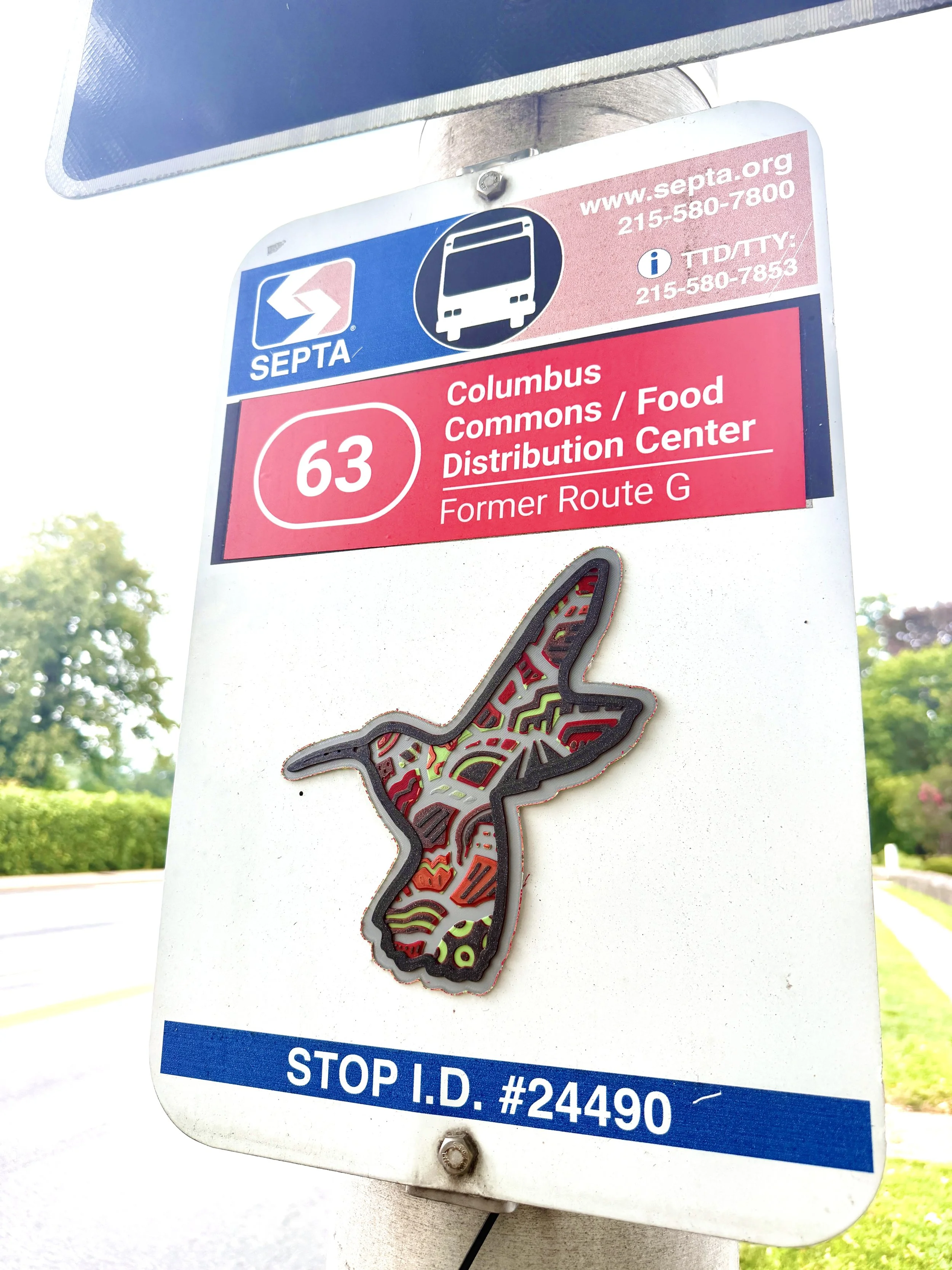 Cultures By Dezign - 63 Bus Hummingbird in West Philly (3-D Printed Street Art)