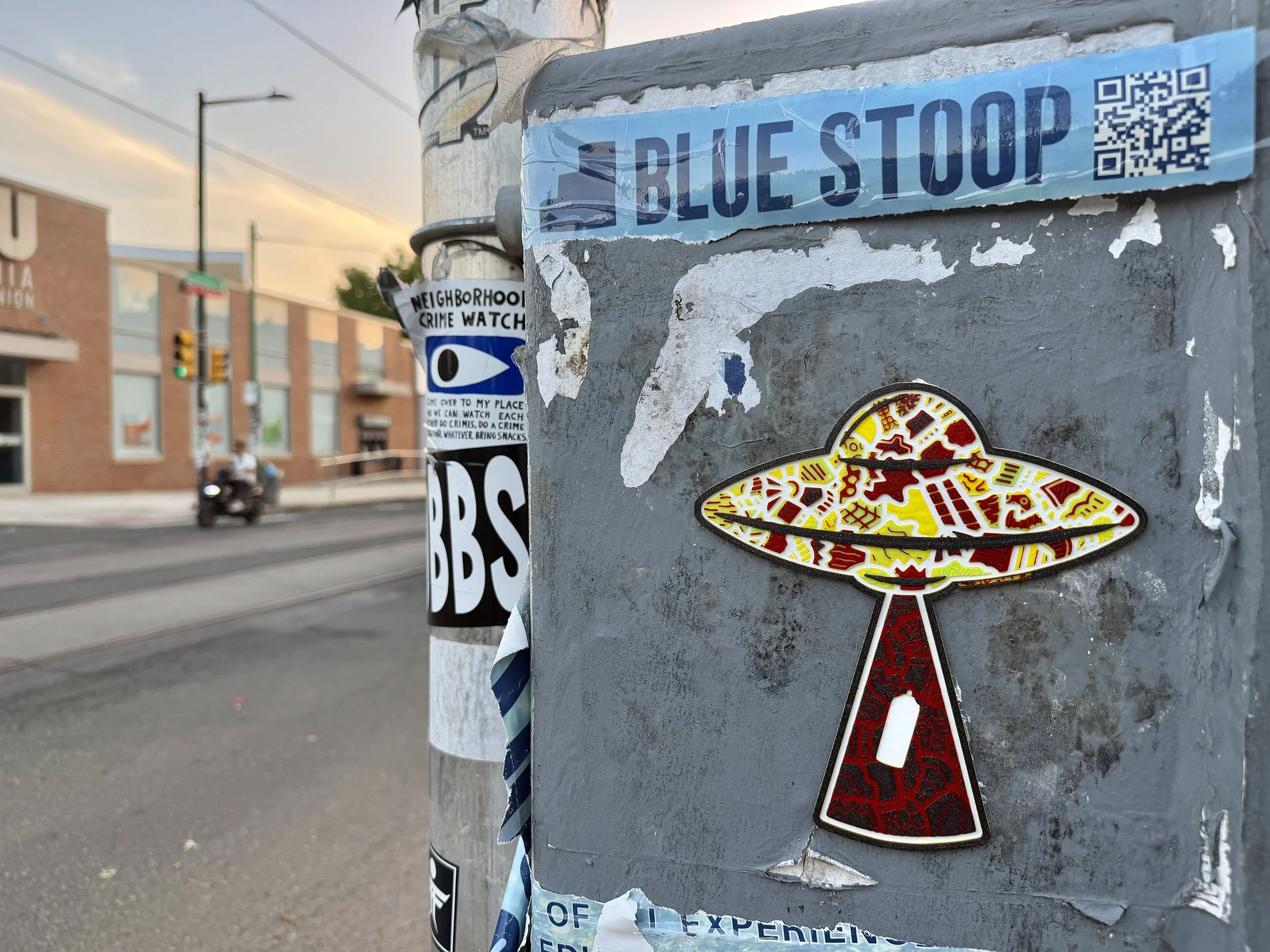 Cultures By Dezign - Yellow & Red UFO in West Philly (3-D Printed Street Art)