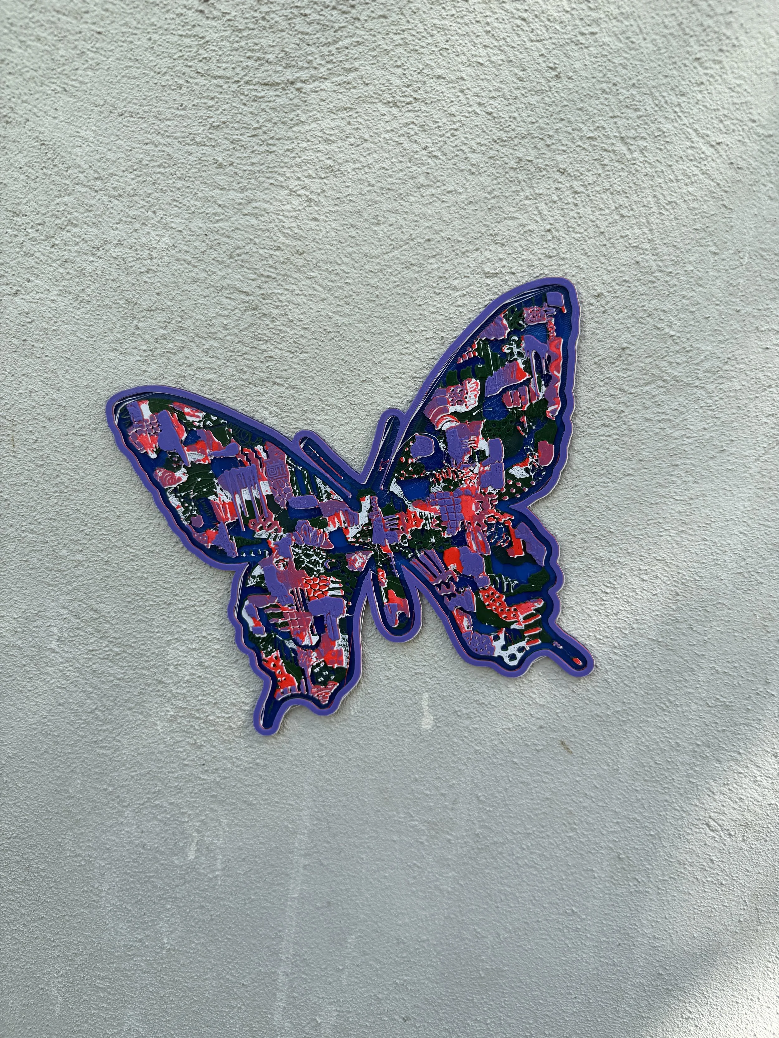 Cultures By Dezign - Purple & Red Butterfly at Vimsia in St Thomas (3-D Printed Street Art)