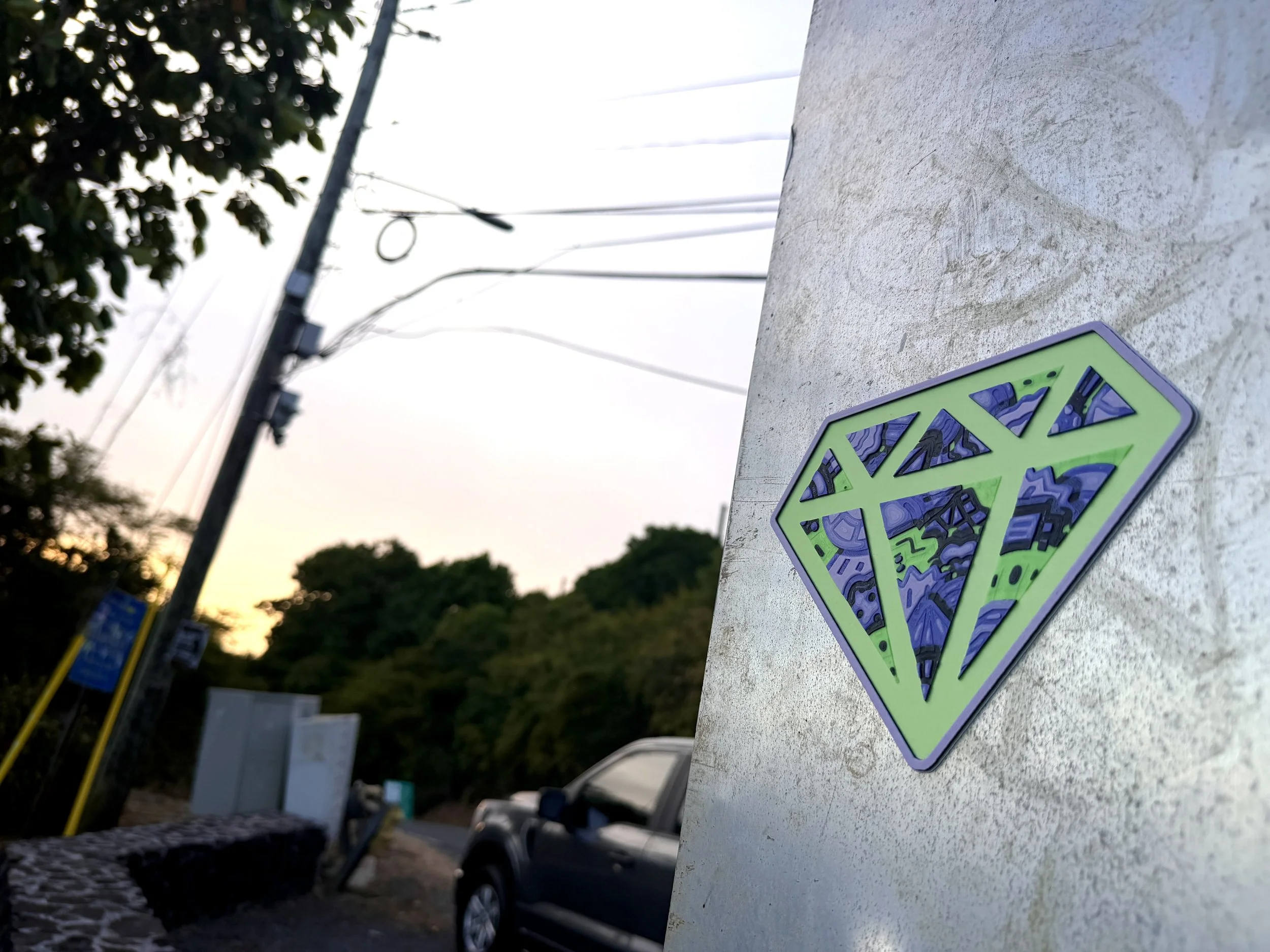 Cultures By Dezign - Neon Diamond in St. Thomas, USVI (3-D Printed Street Art)