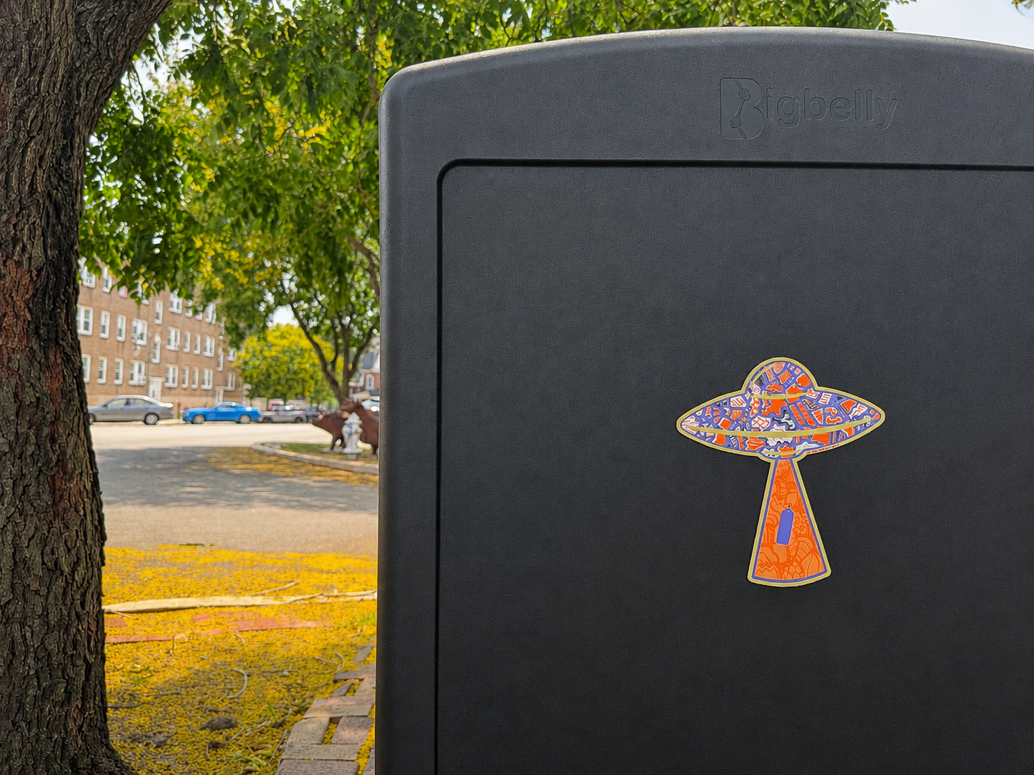 Cultures By Dezign - Orange & Blue UFO in Ardmore (3-D Printed Street Art)