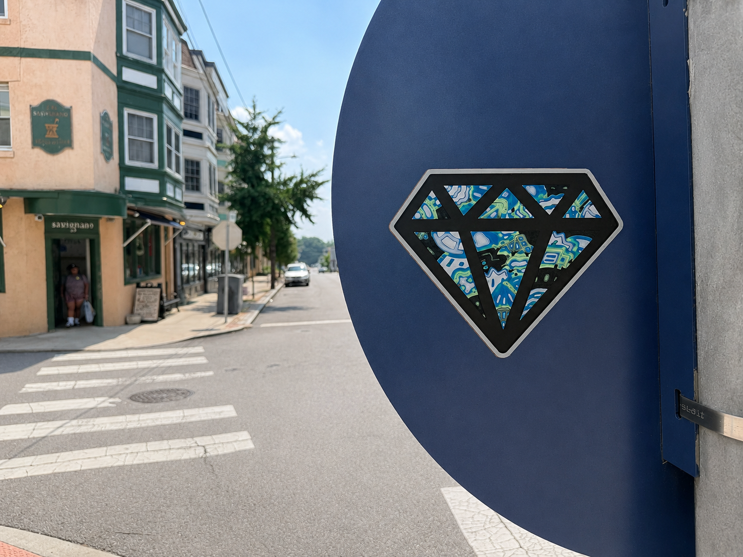 Cultures By Dezign - Blue, Black & Green Diamond in Ardmore (3-D Printed Street Art)