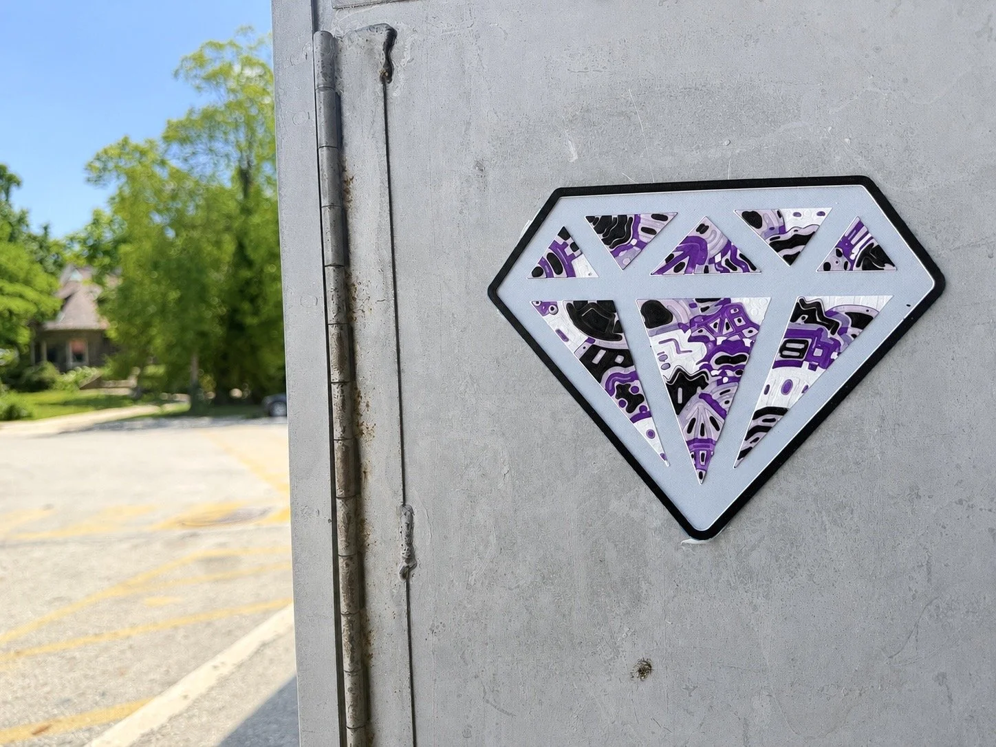 Cultures By Dezign - Grey, White & Purple Diamond in Philly (3-D Printed Street Art)