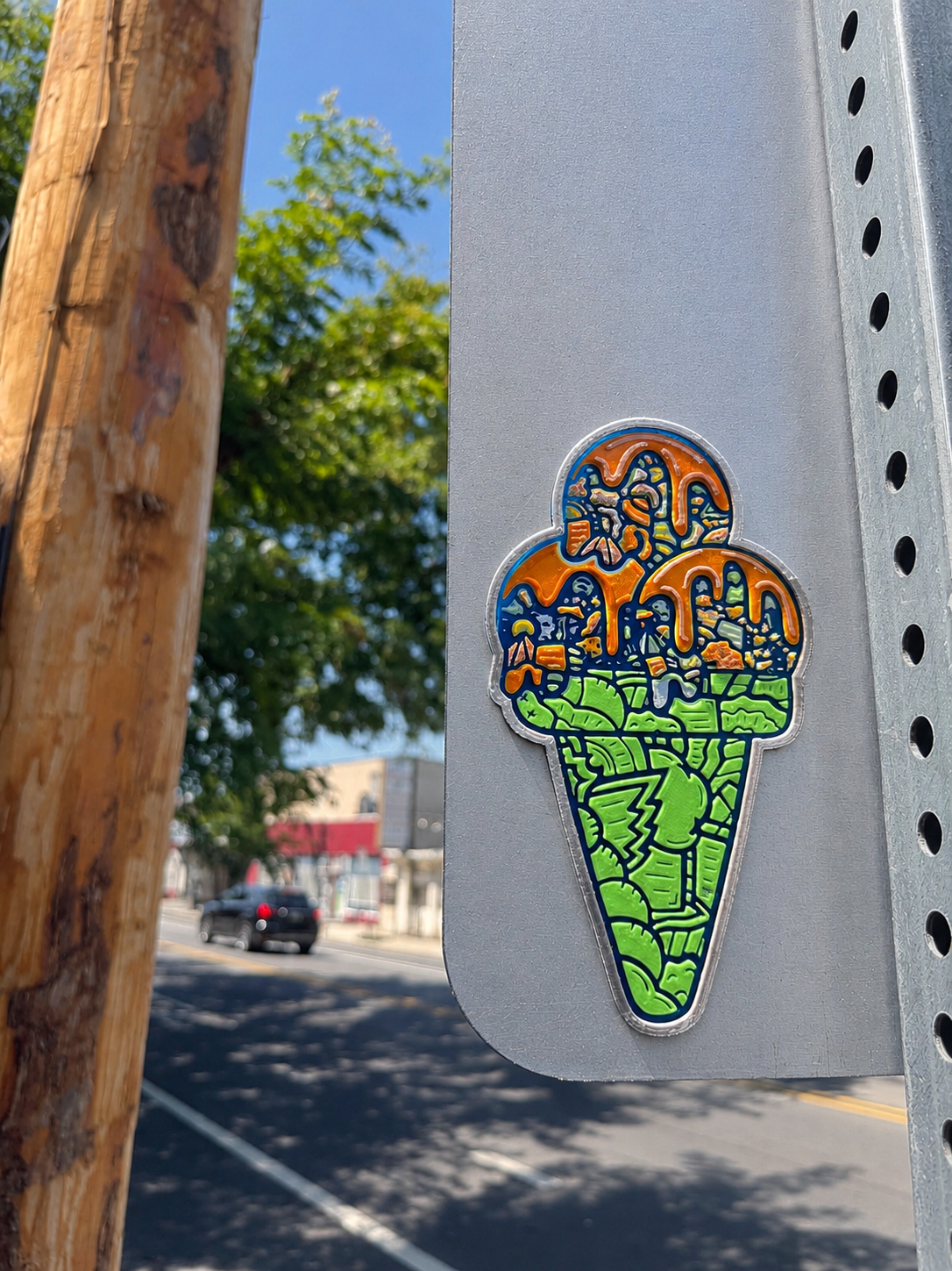 Cultures By Dezign - Orange & Green Ice Cream in West Philly (3-D Printed Street Art)