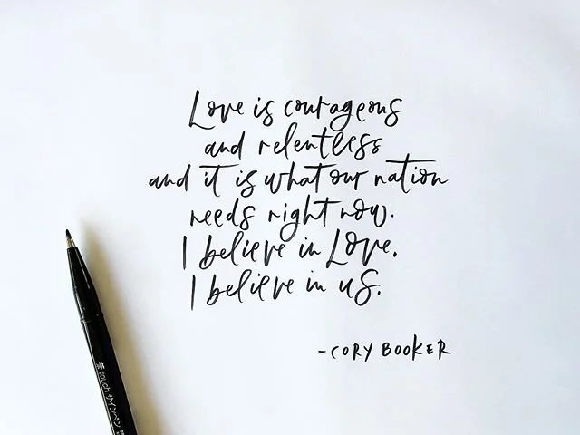 I first lettered @corybooker’s words back in 2017 although they seem as fitting now more than ever. One world, one country, one people, one love - with liberty and justice for ALL!
.
.
.
.
.
#Fightforjustice #takeastand #silenceisbetrayal #figh