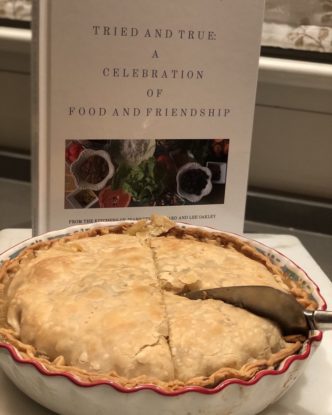 Wow!  Look at this beautiful chicken pot pie made and photograph by Linda. Jeannette Goddard created Emma&rsquo;s Chicken Pot Pie for her daughter years ago and has shared it with you on page 76 in Tried and True: A Celebration of Food and Friendship