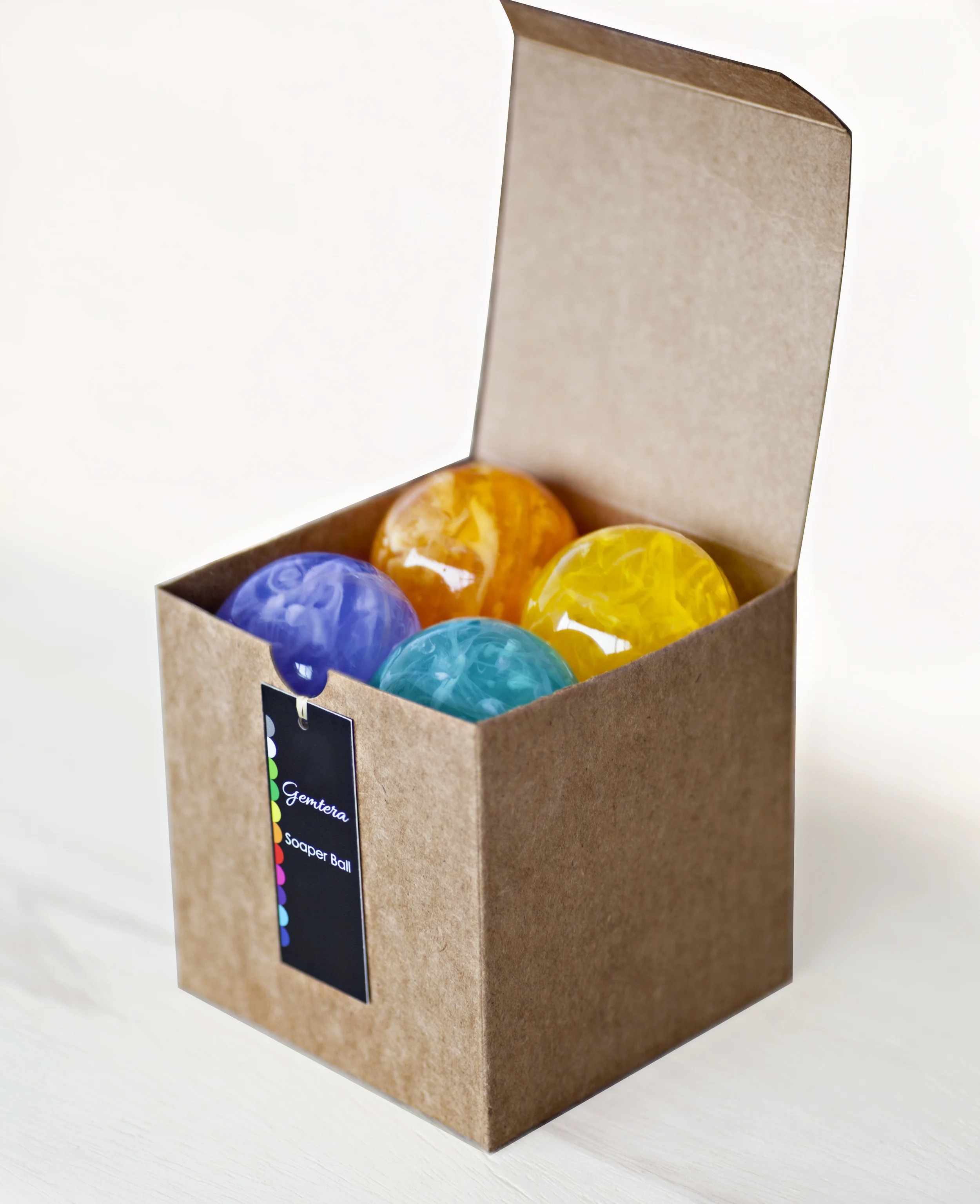 Set of 4 Soaper Balls in a Box - Unique & Colorful Gift