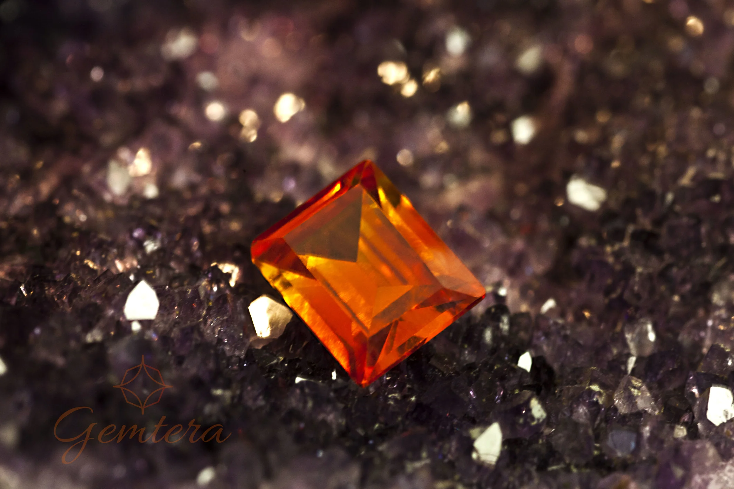 Madeira Orange Faceted Gem - Emerald Cut CZ