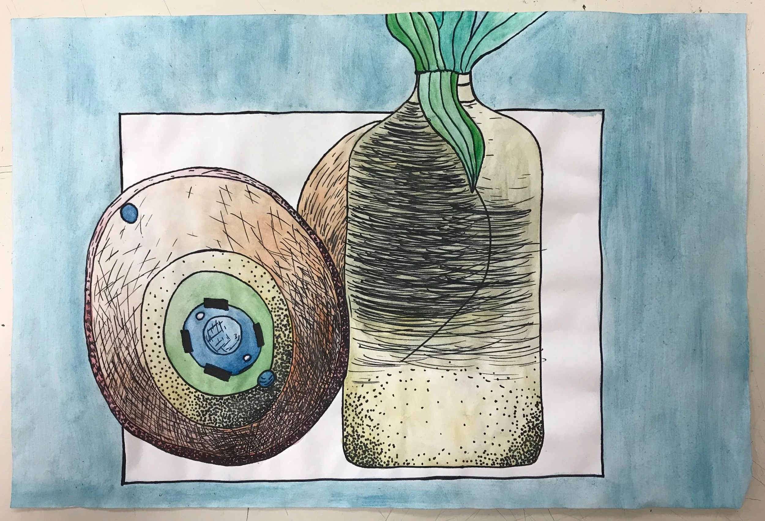 Mark-making still life