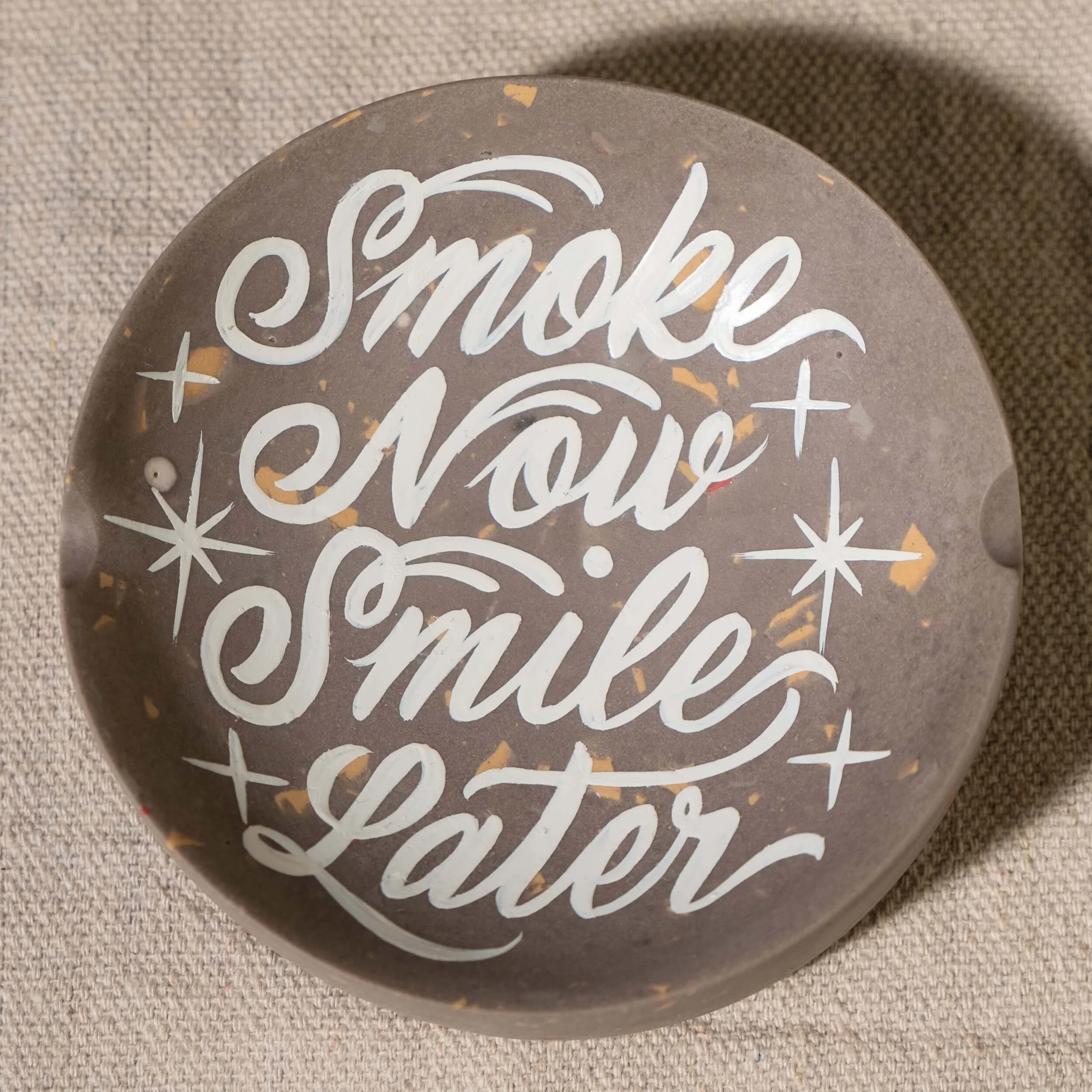 Ashtray Round- Smoke Now - Earth w- White-3.jpg