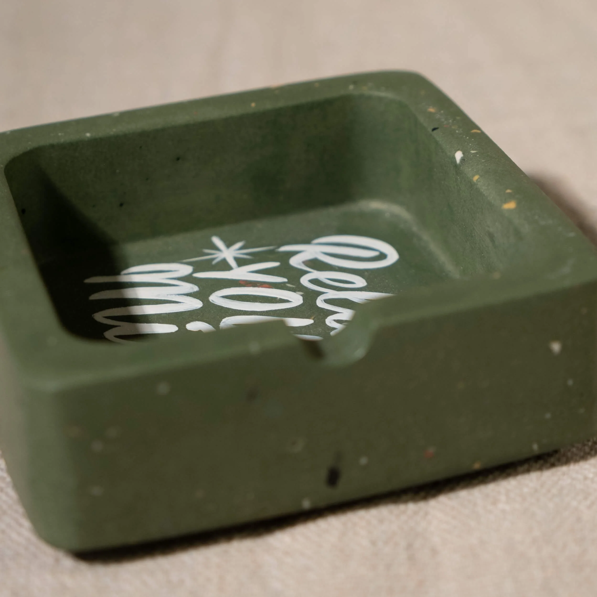 Ashtray Sq- Relax Your Mind - Olive w- White-4.jpg