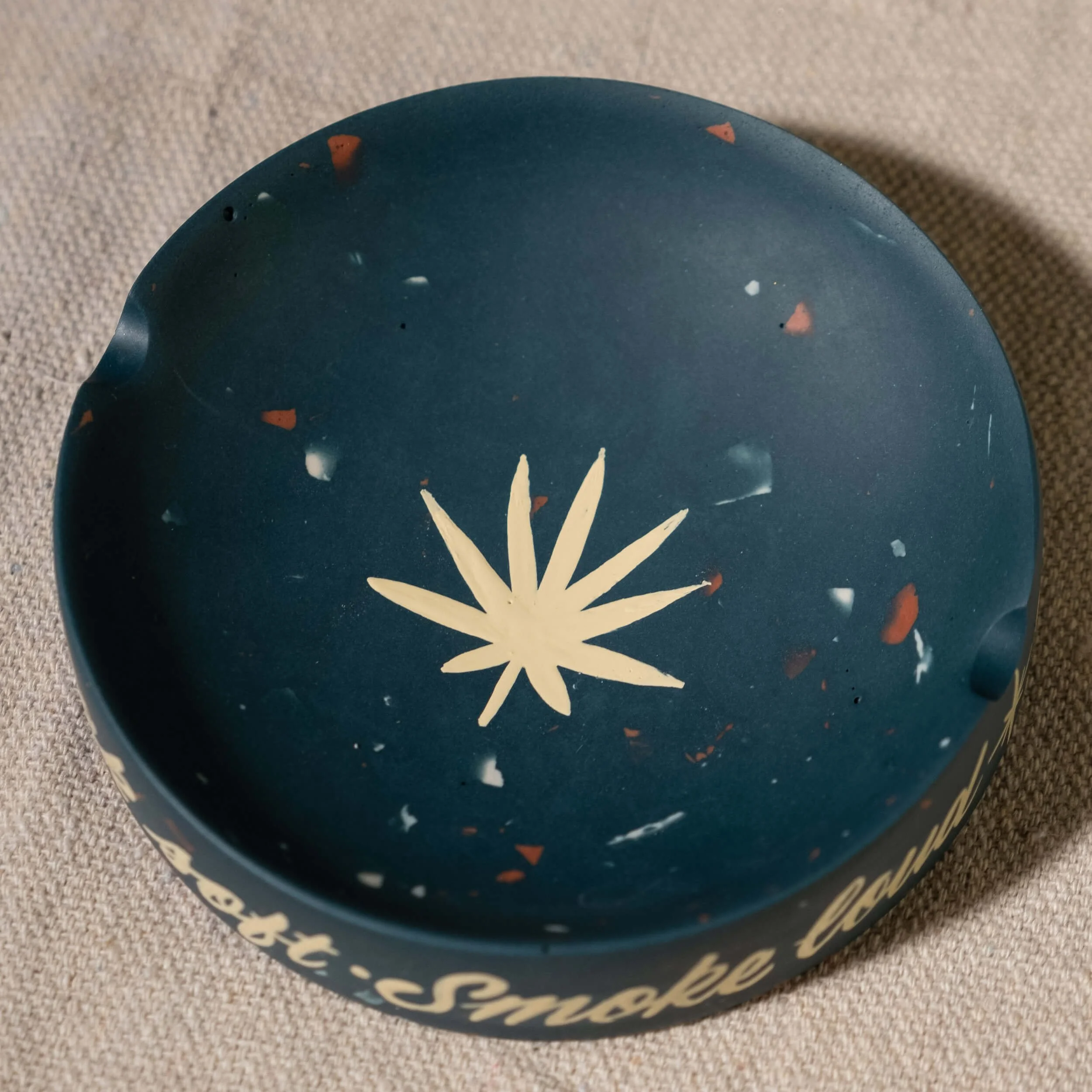 Ashtray Round- Speak Soft - Blue w- Ivory-3.jpg