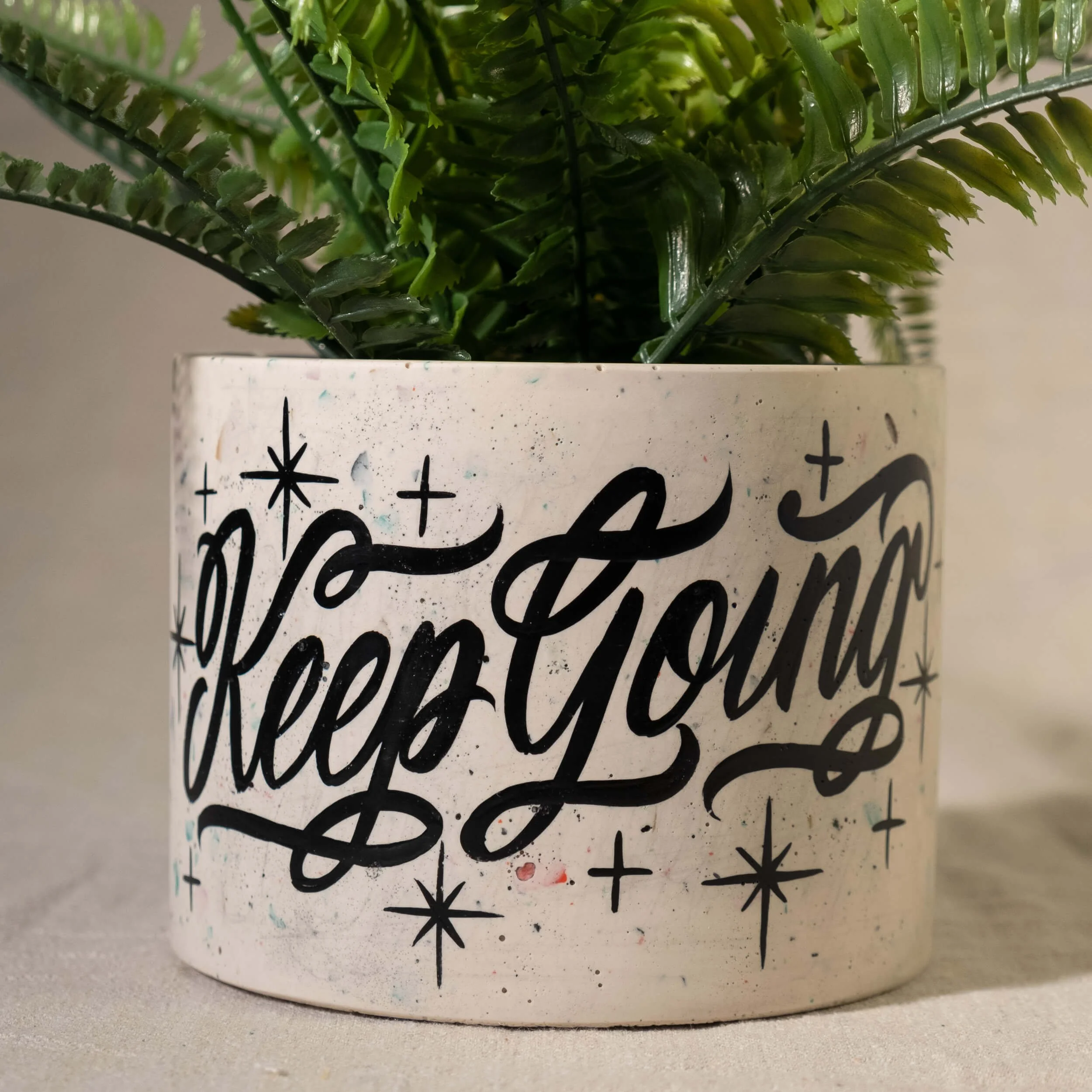Planter L- Keep Going White w- Black Lettering-2.jpg