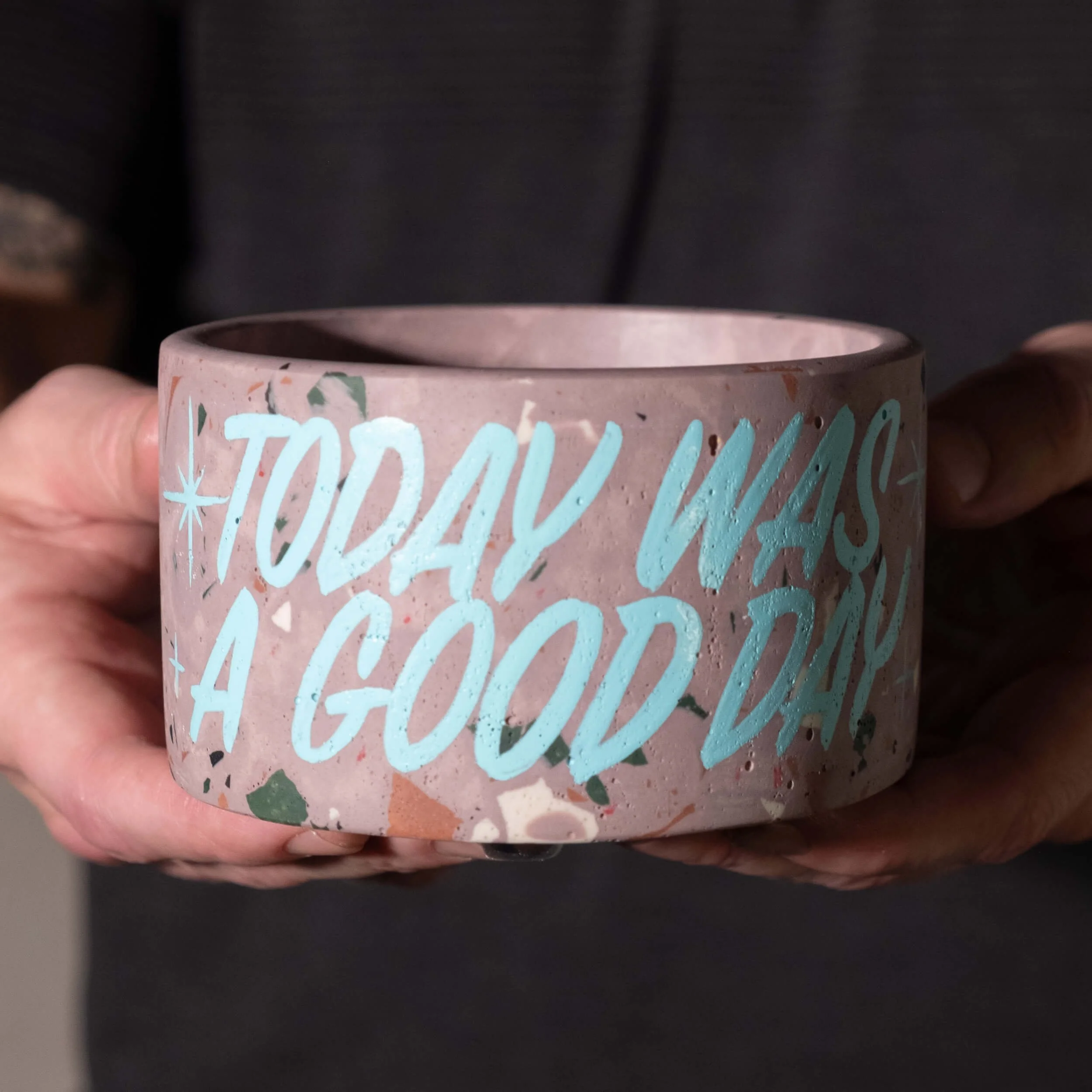 Planter M- Today Was a Good Day - Pink w- Teal lettering-1.jpg