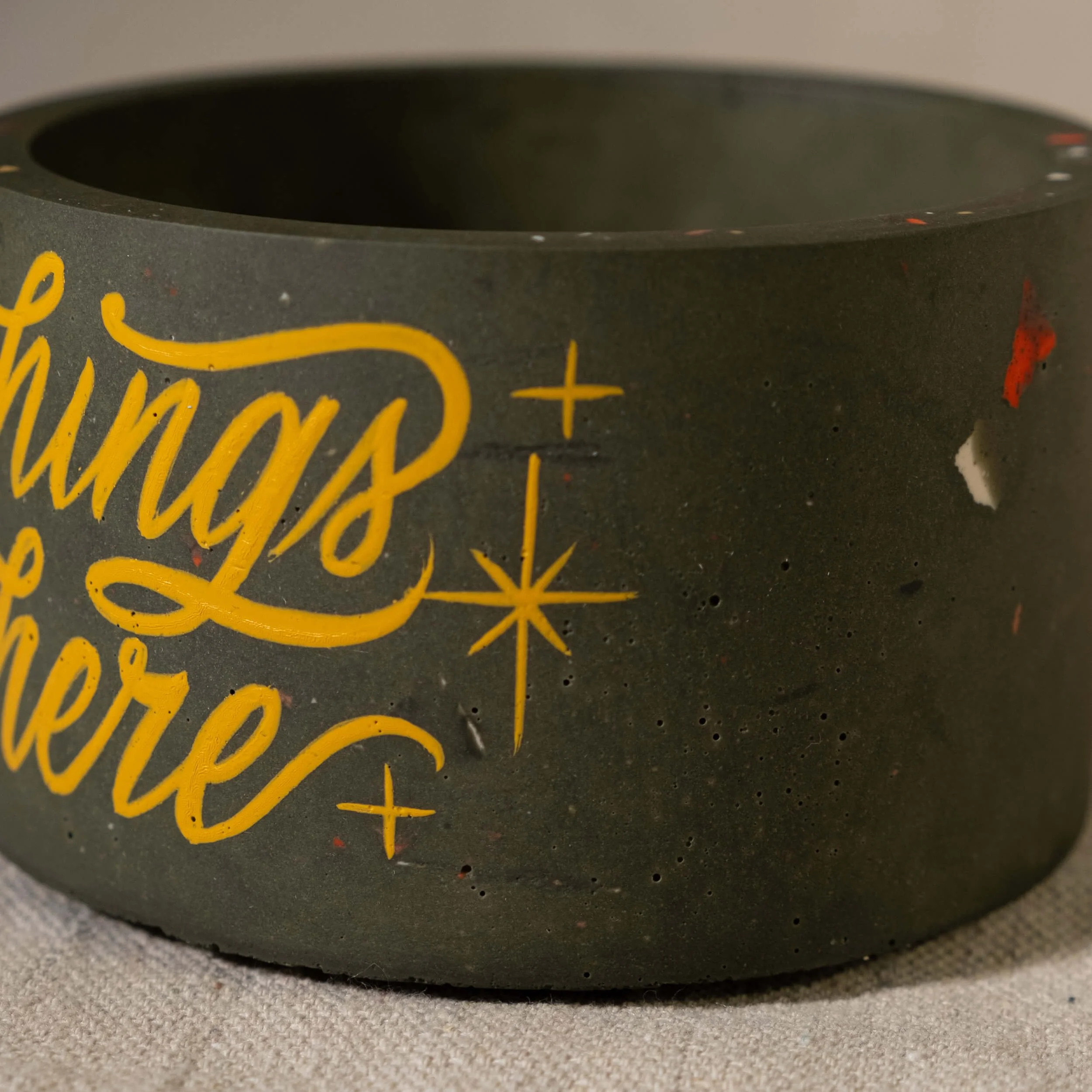 Planter M- Good Things Grow Here - Olive w- Yellow Lettering-5.jpg