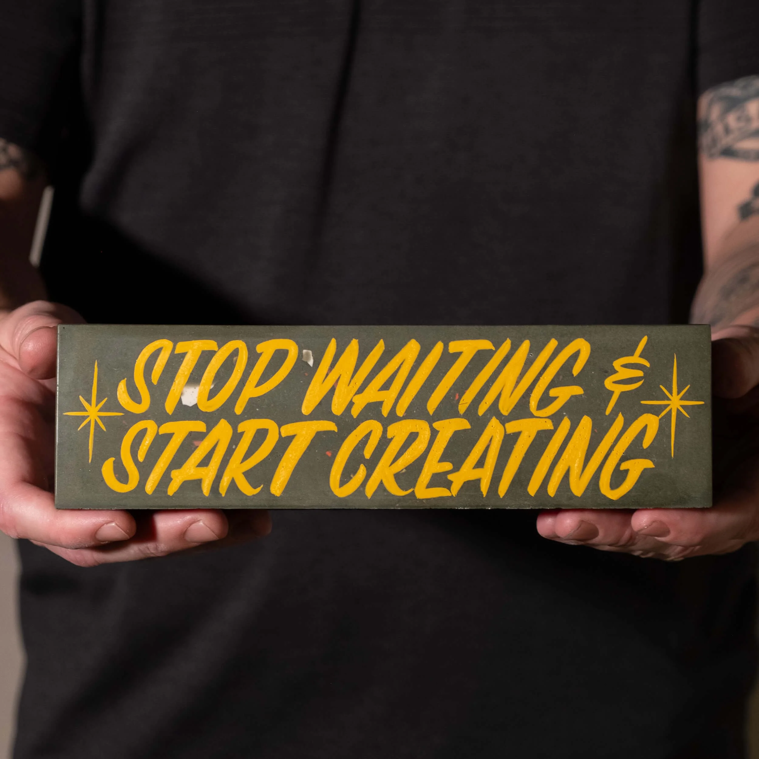 Organizer- Stop Waiting & Start Creating - Olive w- Yellow-1.jpg