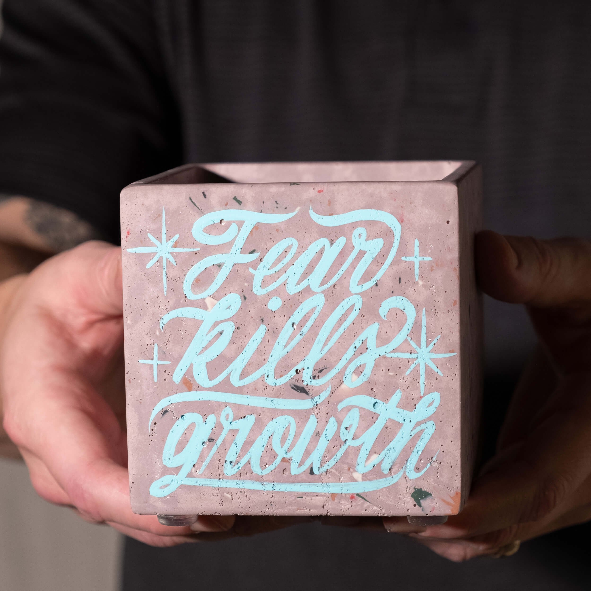 Planter Sq- Fear Kills Growth - Pink w- Teal-1.jpg