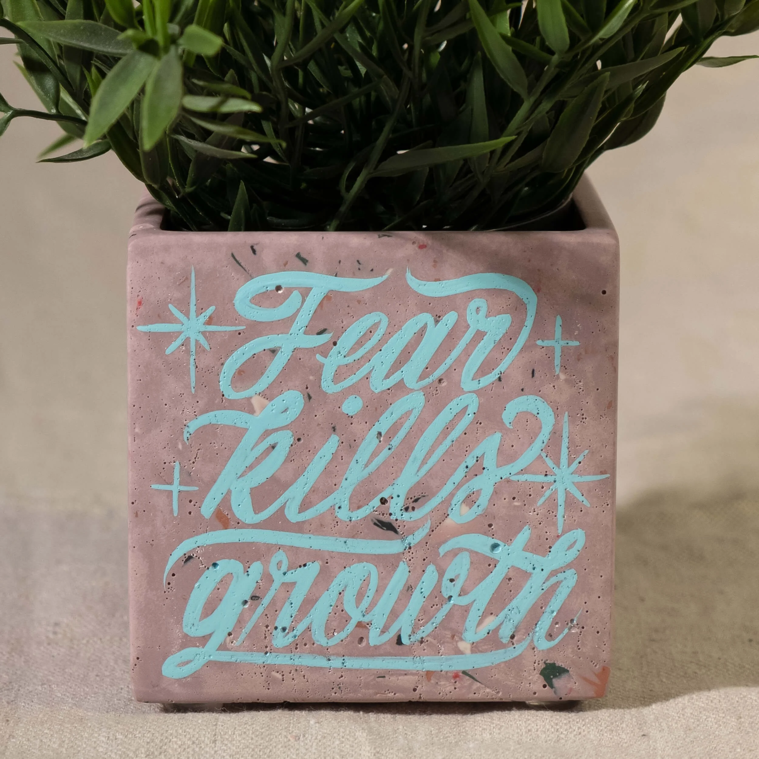 Planter Sq- Fear Kills Growth - Pink w- Teal-2.jpg