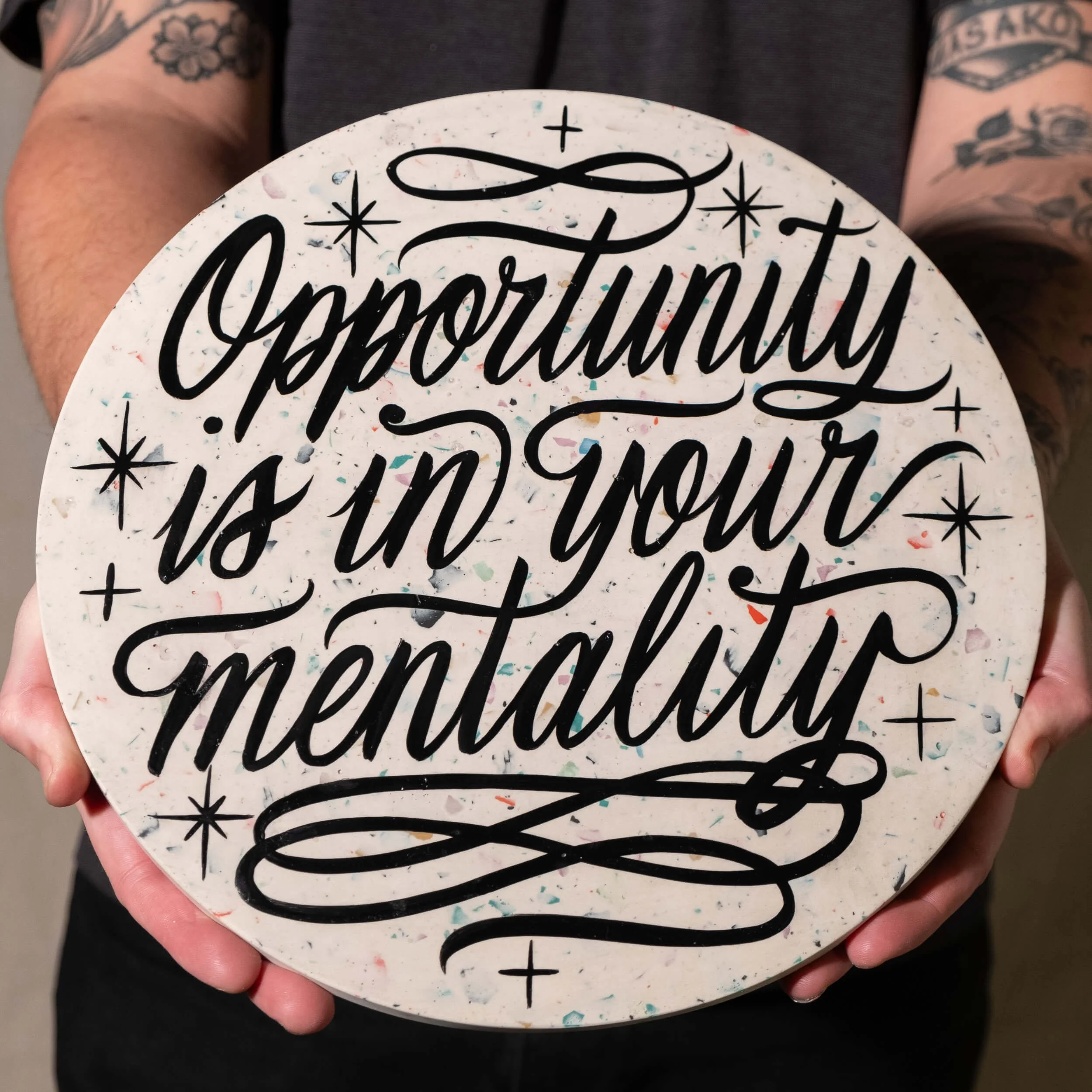 Tray Round- Opportunity is in your Mentality - White w- Black-1.jpg