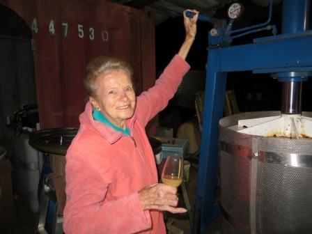 Nana Works the Wine Press