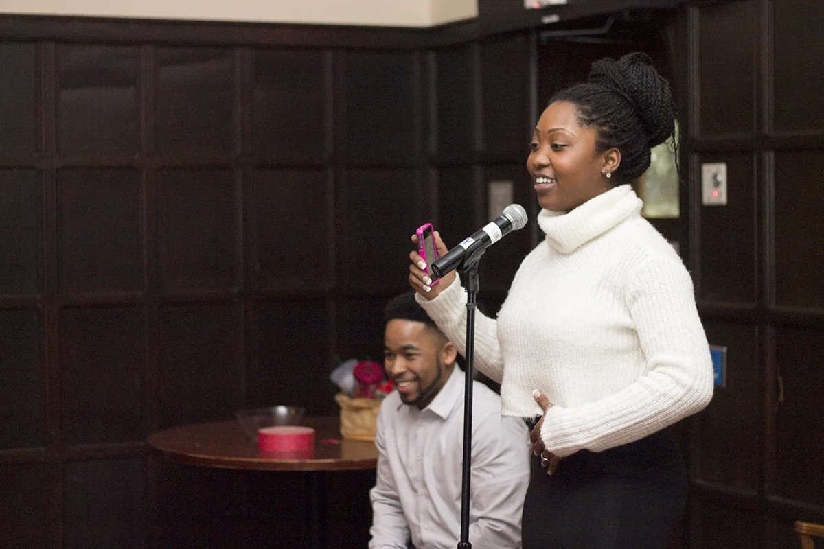 Throwin' it down at the Poetry Slam!