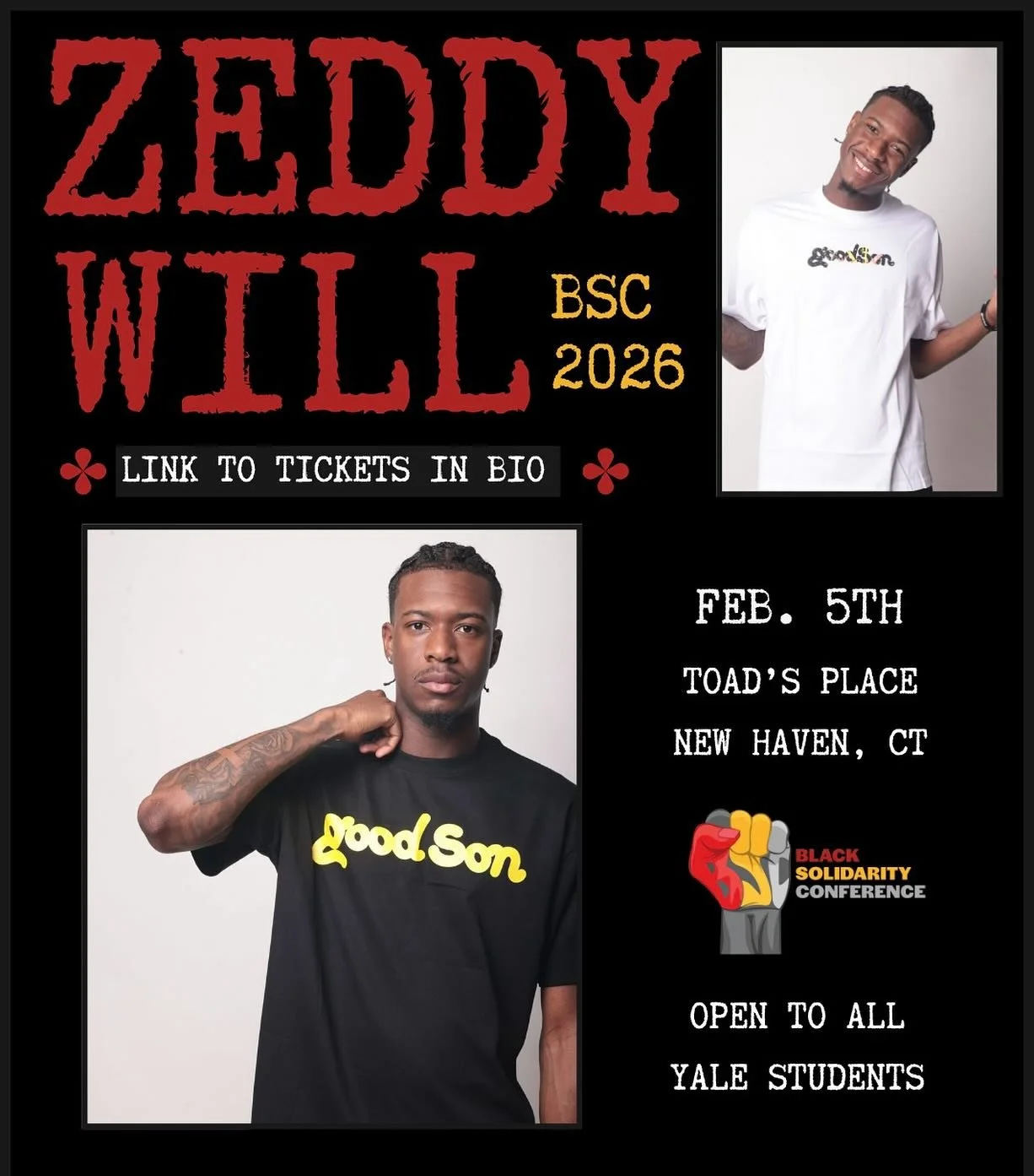 ZEDDY WILL | BSC 2026 |  TOAD&rsquo;S 
CONCERT ONLY TICKETS FOR MY YALIES IN BIO.

GET HYPEEE🤩

*Conference tickets grant you automatic entry*