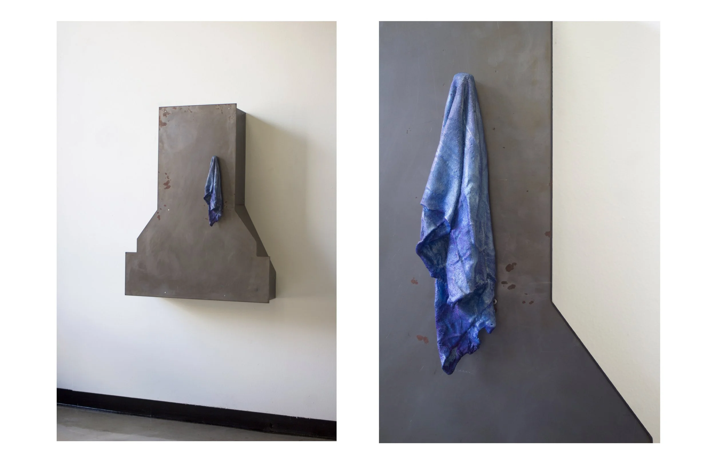  Monument Series / 2020 / mild steel, cast aluminum cloth, blue dye patina 