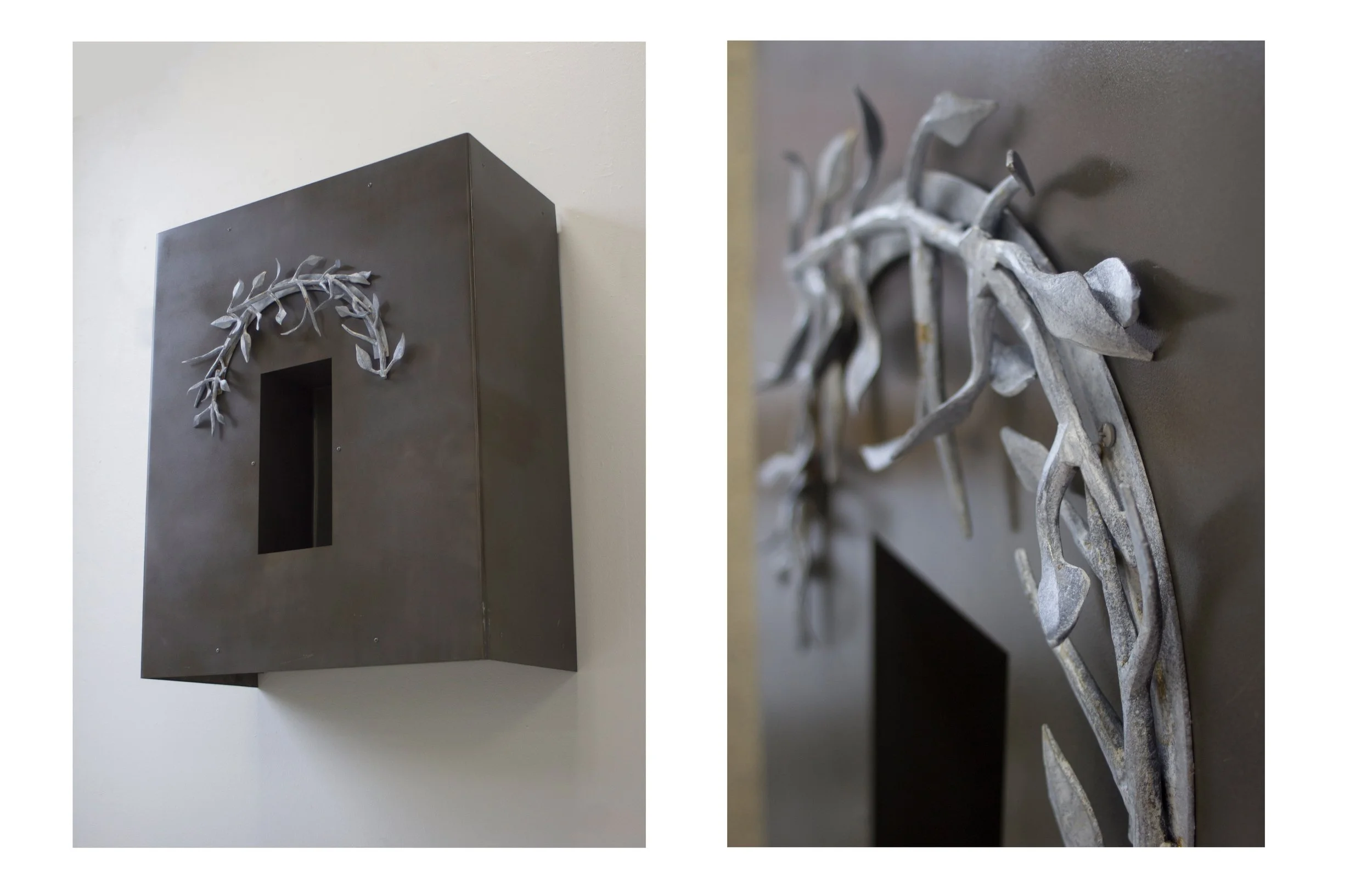  Monument Series / 2020 / mild steel, forged wreath, titanium dioxide 