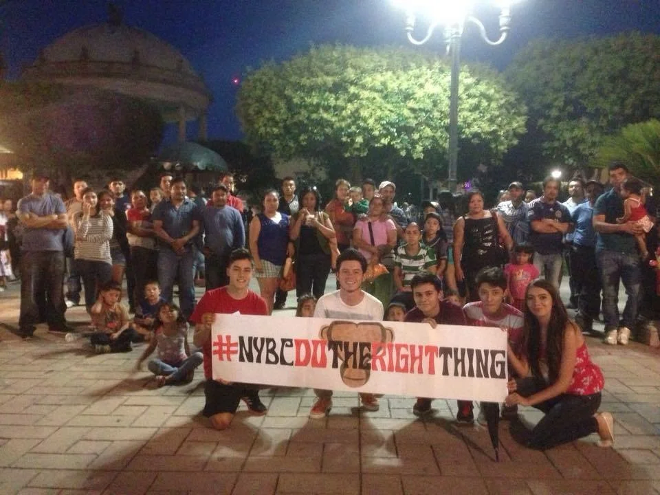 Advocates in Durango, Mexico, voicing their disappointment of NYBC's actions. Source .