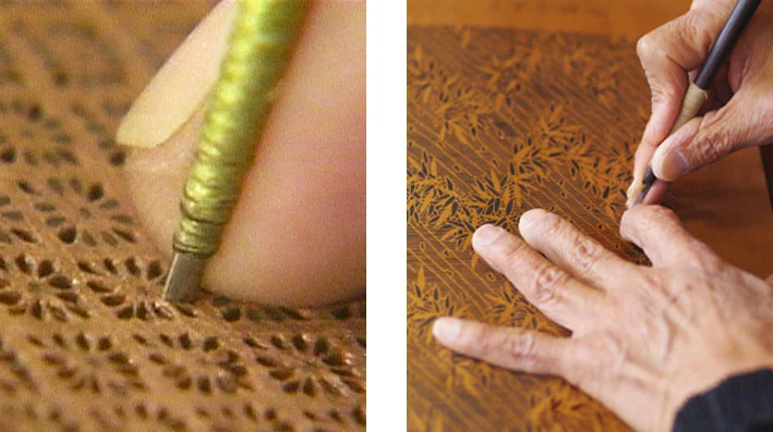 Kiriko Made · To create a katazome print, the design is cut into a piece of hand-made washi called shibugami.