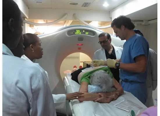 Evan S. Oblonsky, MD, dedicated Radiologist volunteer from Chicago, IL teaches how to perform CT guided lung biopsy
