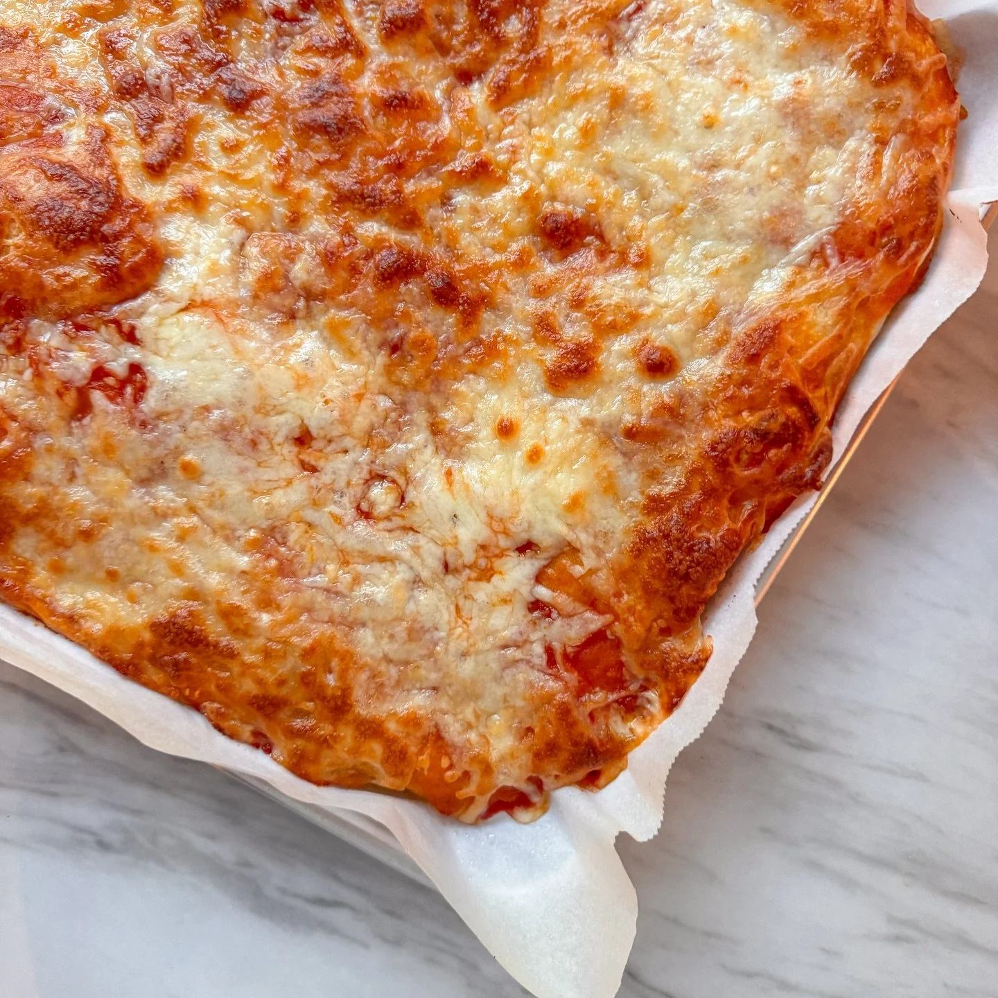 Some of my people prefer thick crust pan pizza, with sauce and cheese all the way to the edges.