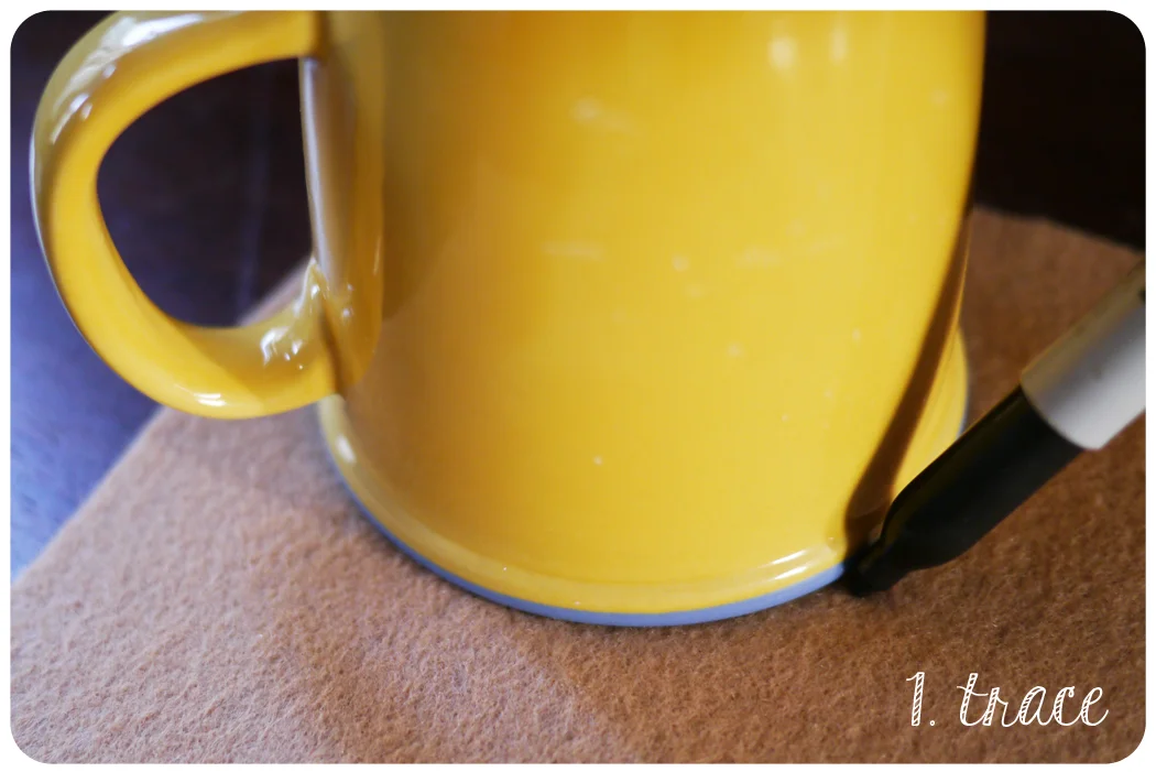 Trace the circular object you are using as a template onto the felt.