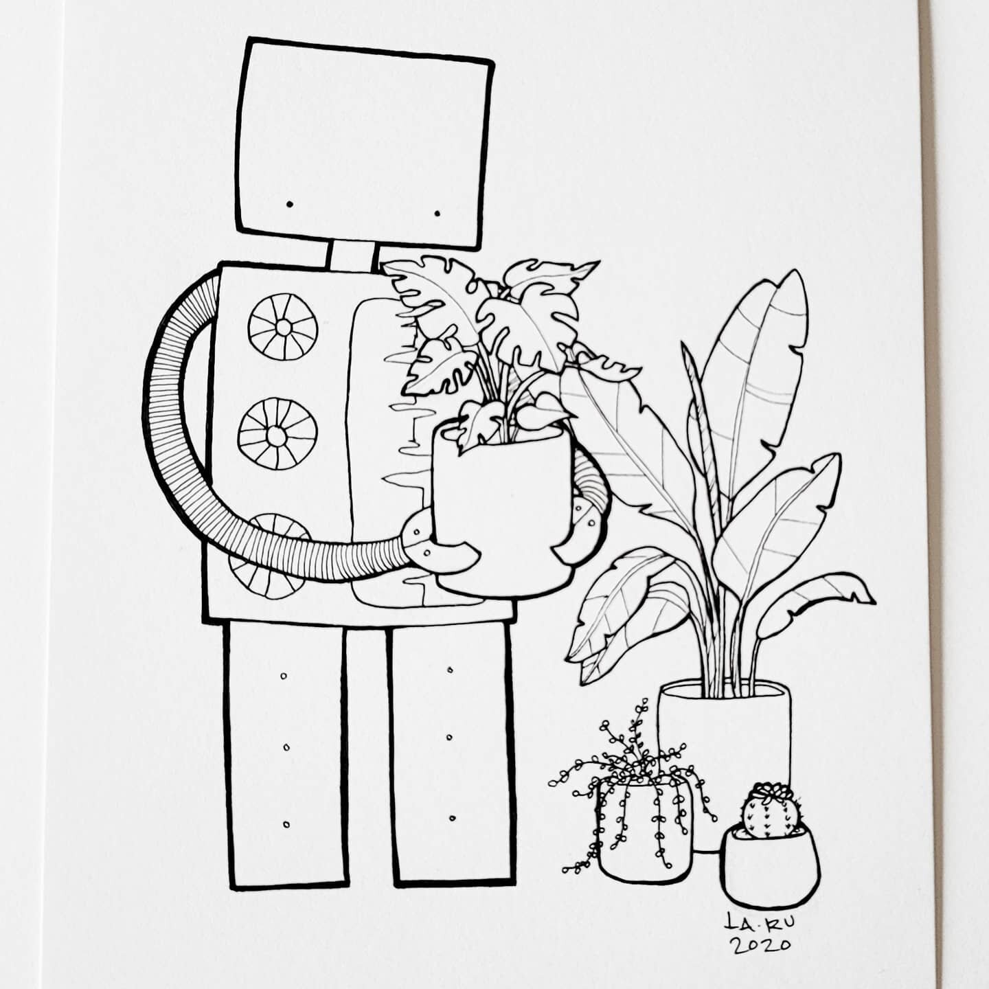 I couldn't sleep last night and really wanted to draw some monstera and bird of paradise plants. 
.
.
.
.
#robotvsloth #robotvssloth #plants #monstera #birdofparadise #robot #robotsofinstagram #illustration #drawing #penandink #handdrawn