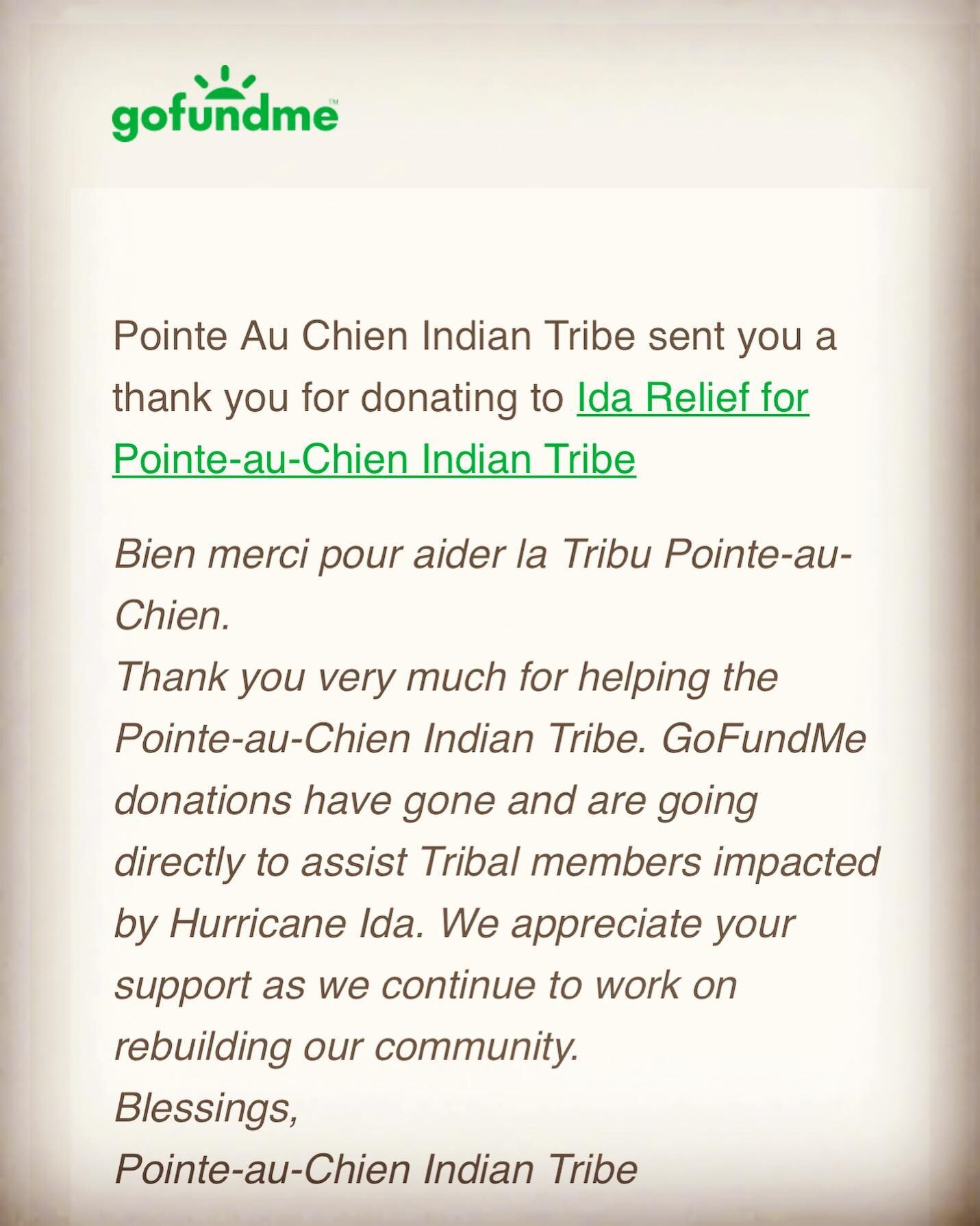 Gathering Thunder Foundation is honored to have been able to assist the Pointe Au Chien Indian Tribe during their time of need following a devastating hurricane.  #gatheringthunderfoundation #pointeauchienindiantribe #nativeamerica #weareallrelated