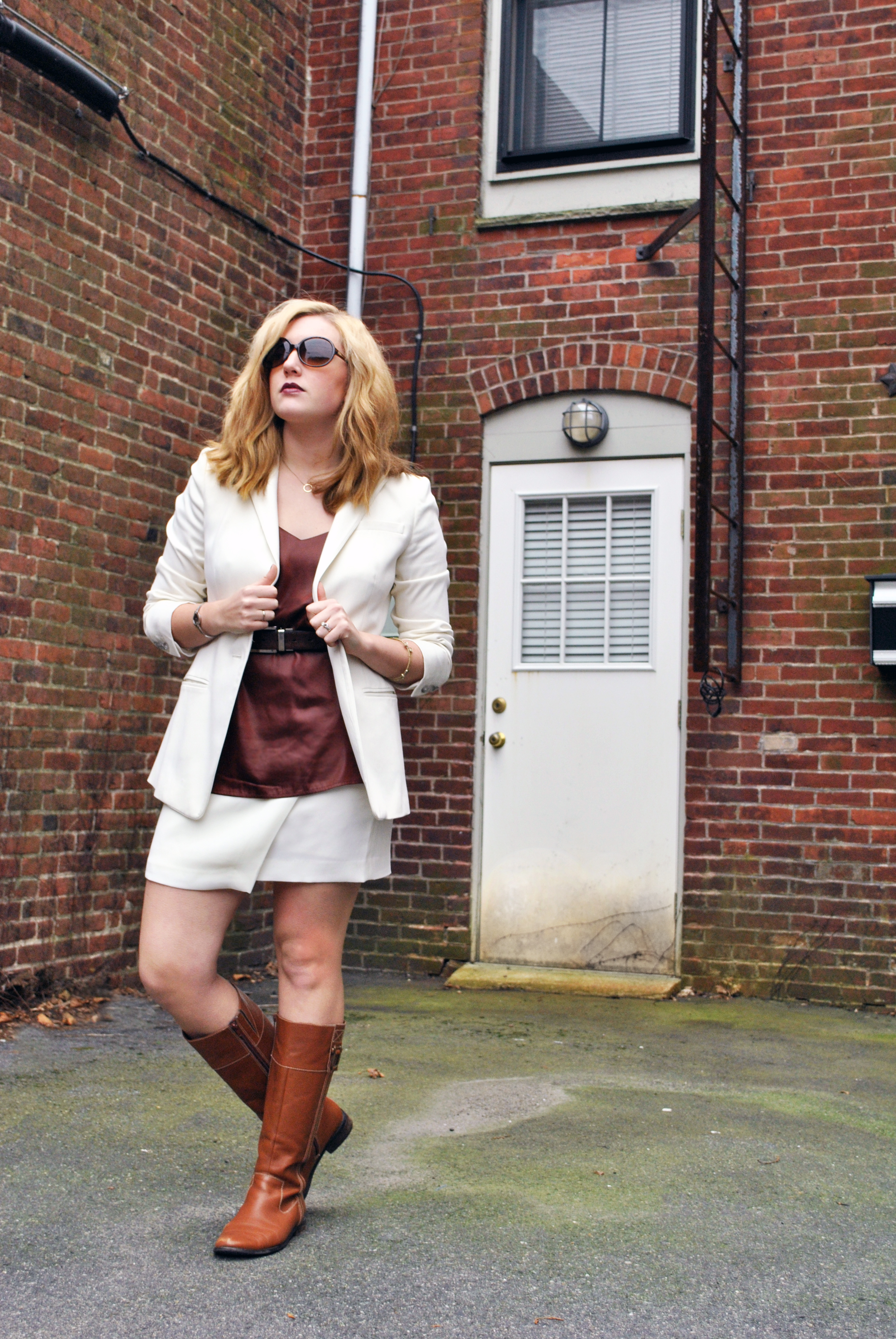 burgundy and winter white, asymmetrical skirt | thoughtfulwish