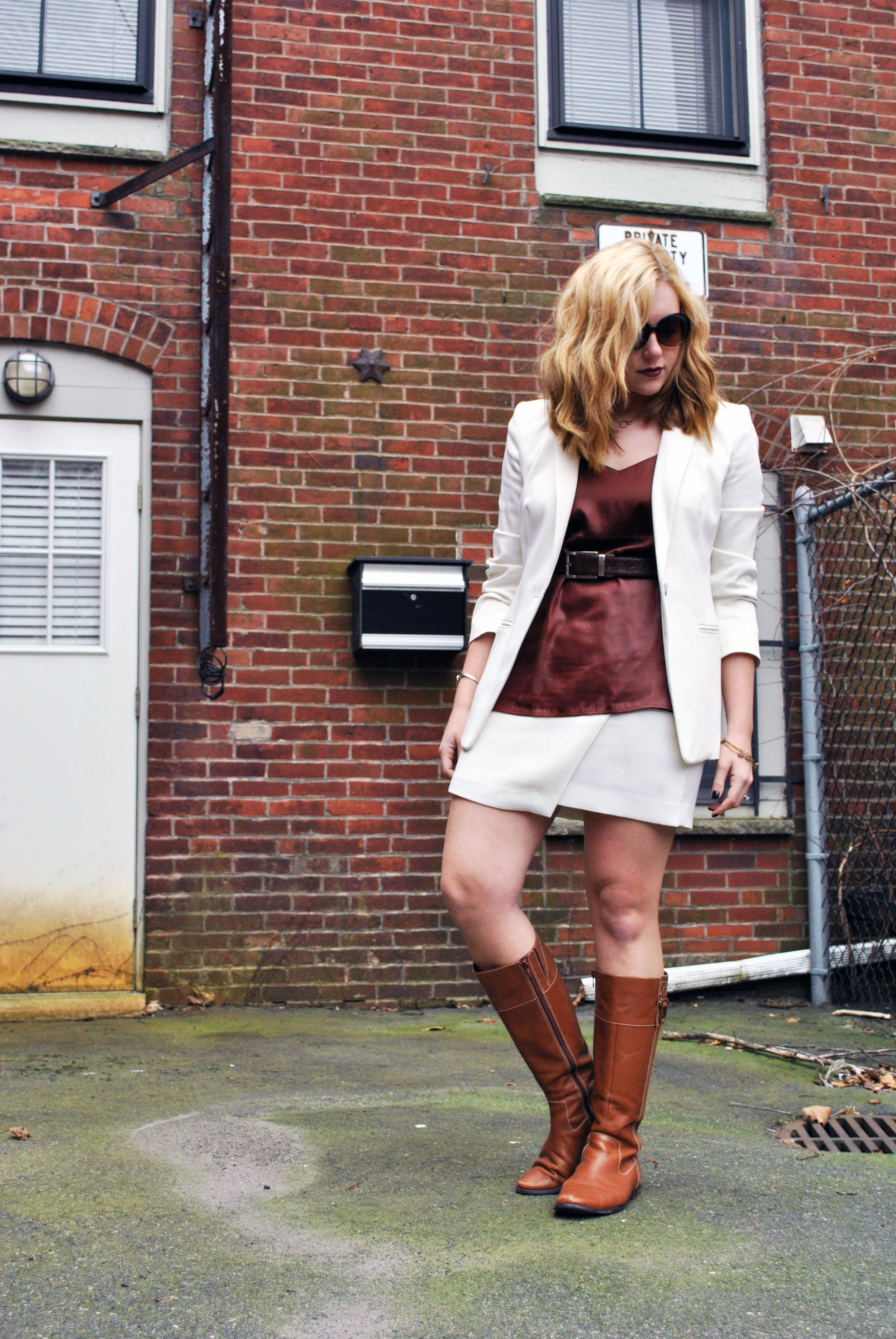 burgundy and winter white, asymmetrical skirt | thoughtfulwish