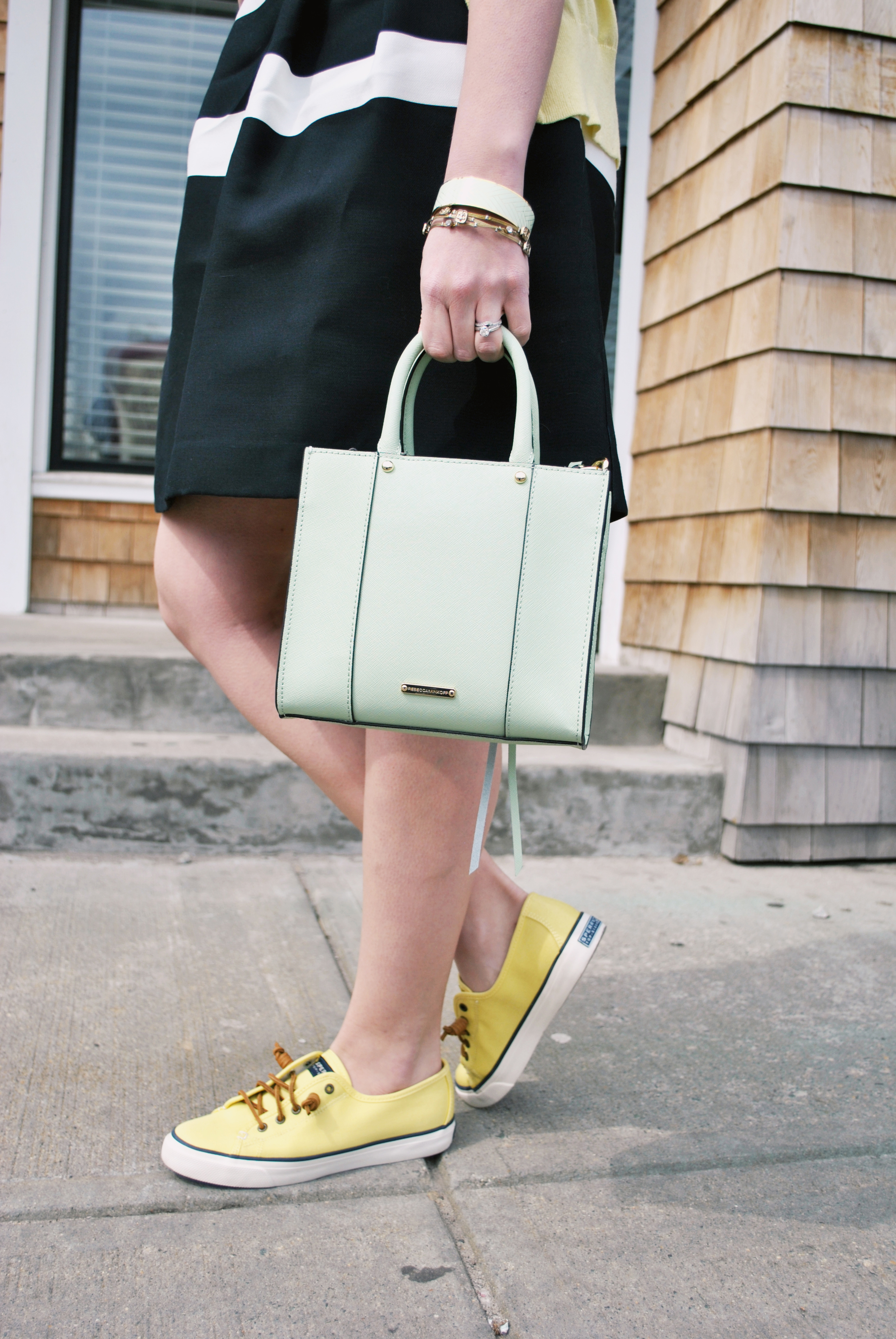 Pretty Stripes | thoughtfulwish // stripes // yellow sperrys // kate spade // rebecca minkoff