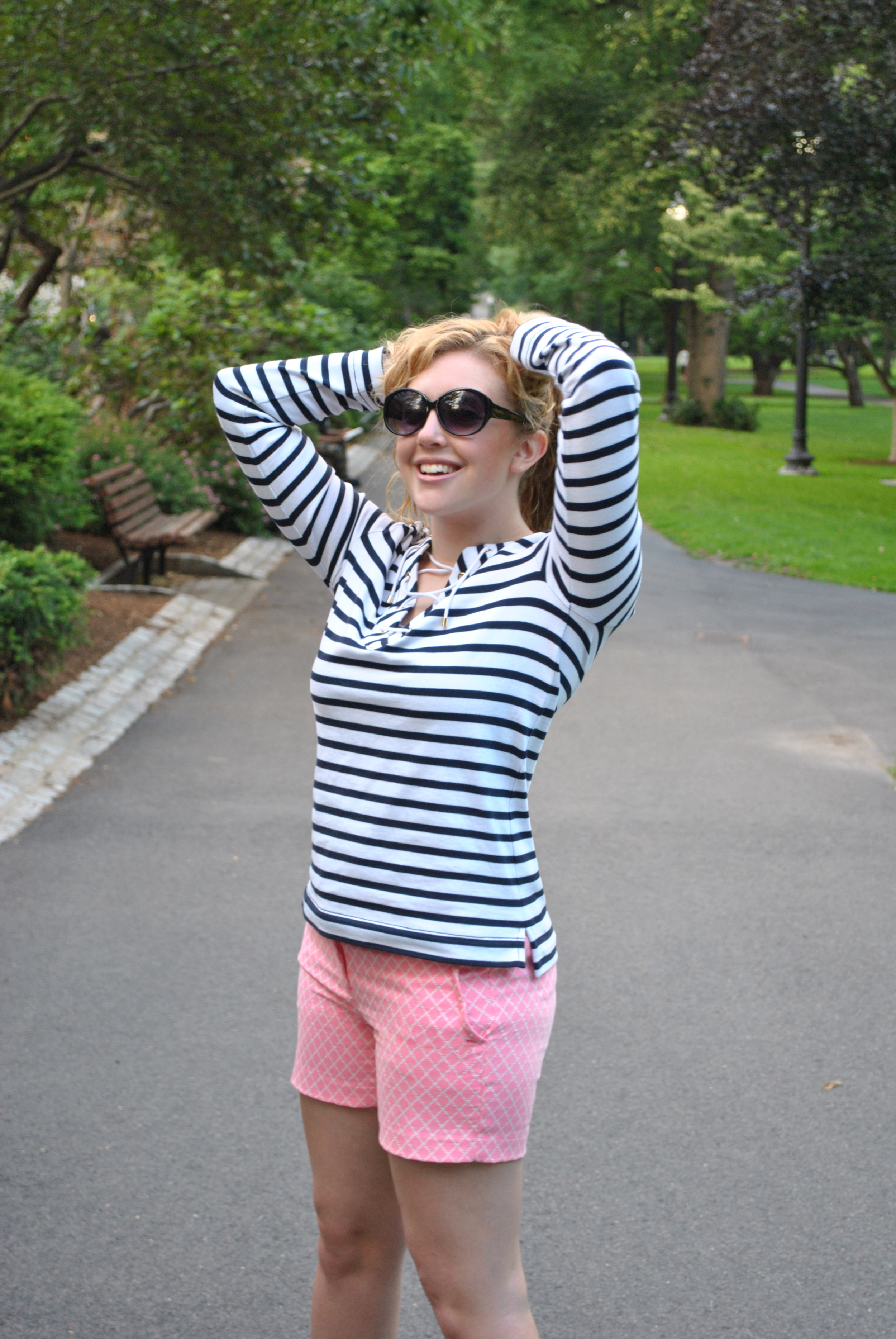 stripes // kate spade // diamond shorts // pink // navy // nautical // boston // thoughtuflwish